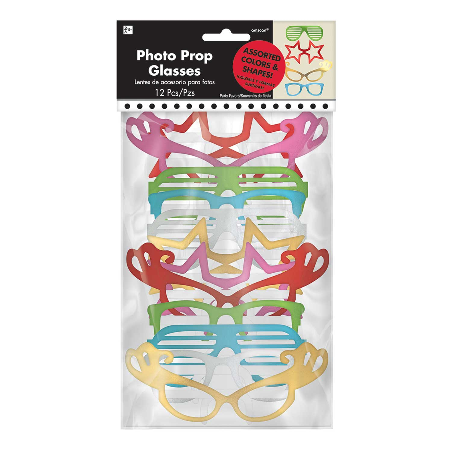 Novelty Photo Booth Prop Glasses - Pack Of 12