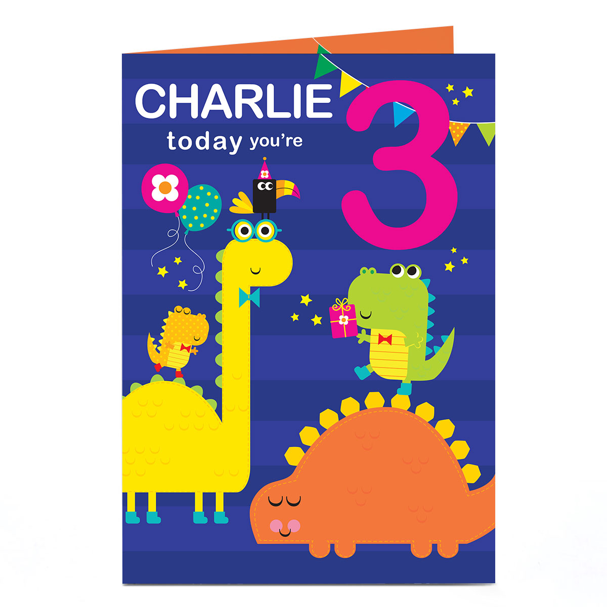Personalised Editable Age Birthday Card - Dinosaur Party