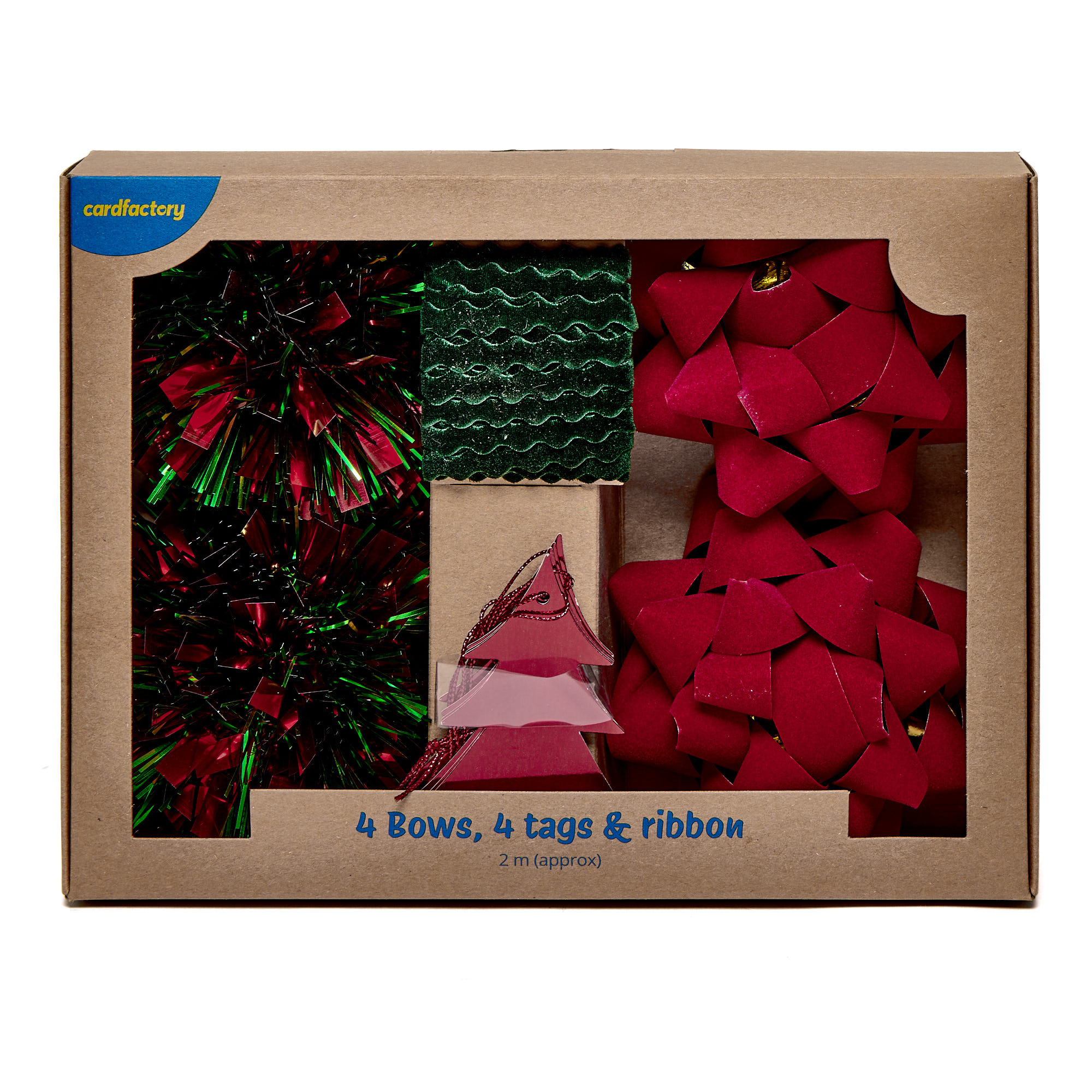 Red & Green Gift Wrap Accessories - 4 Bows, Tags & Ribbon