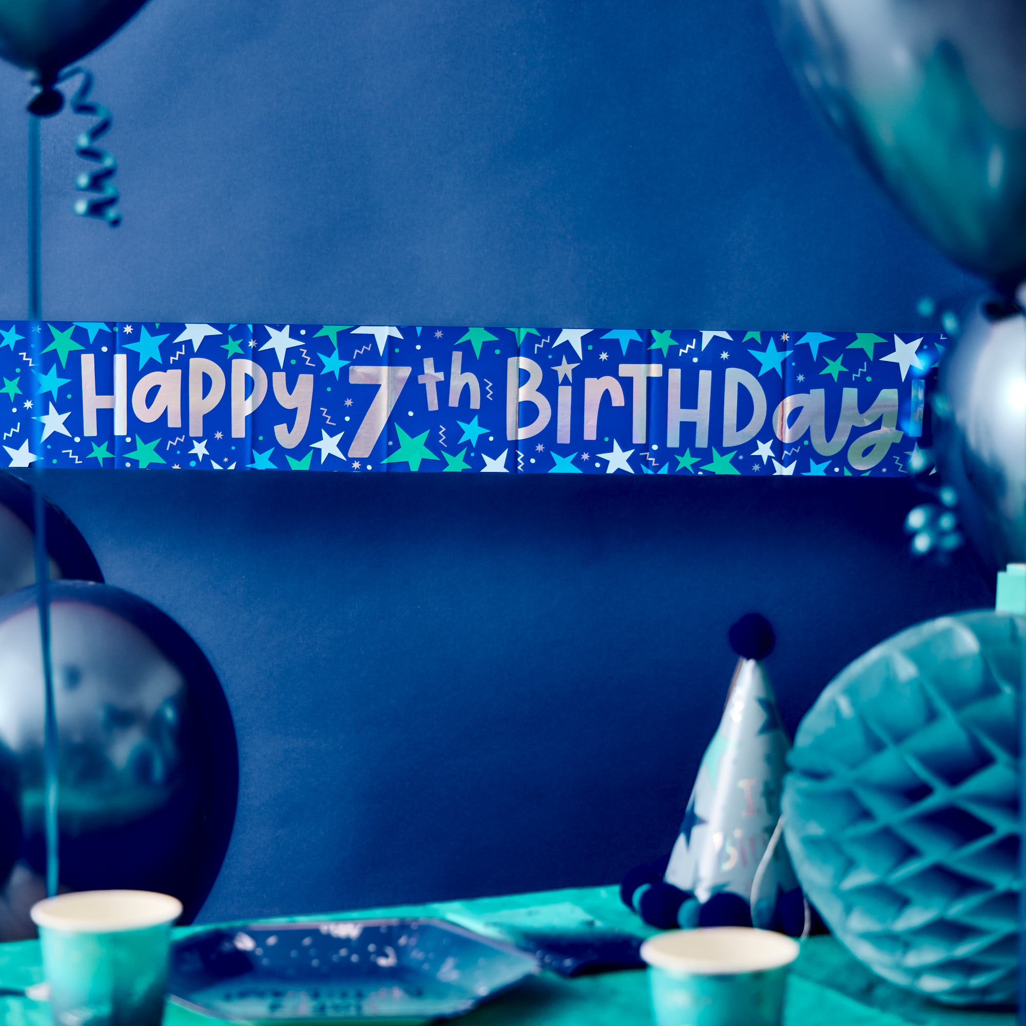 Happy 7th Birthday Banner - Blue