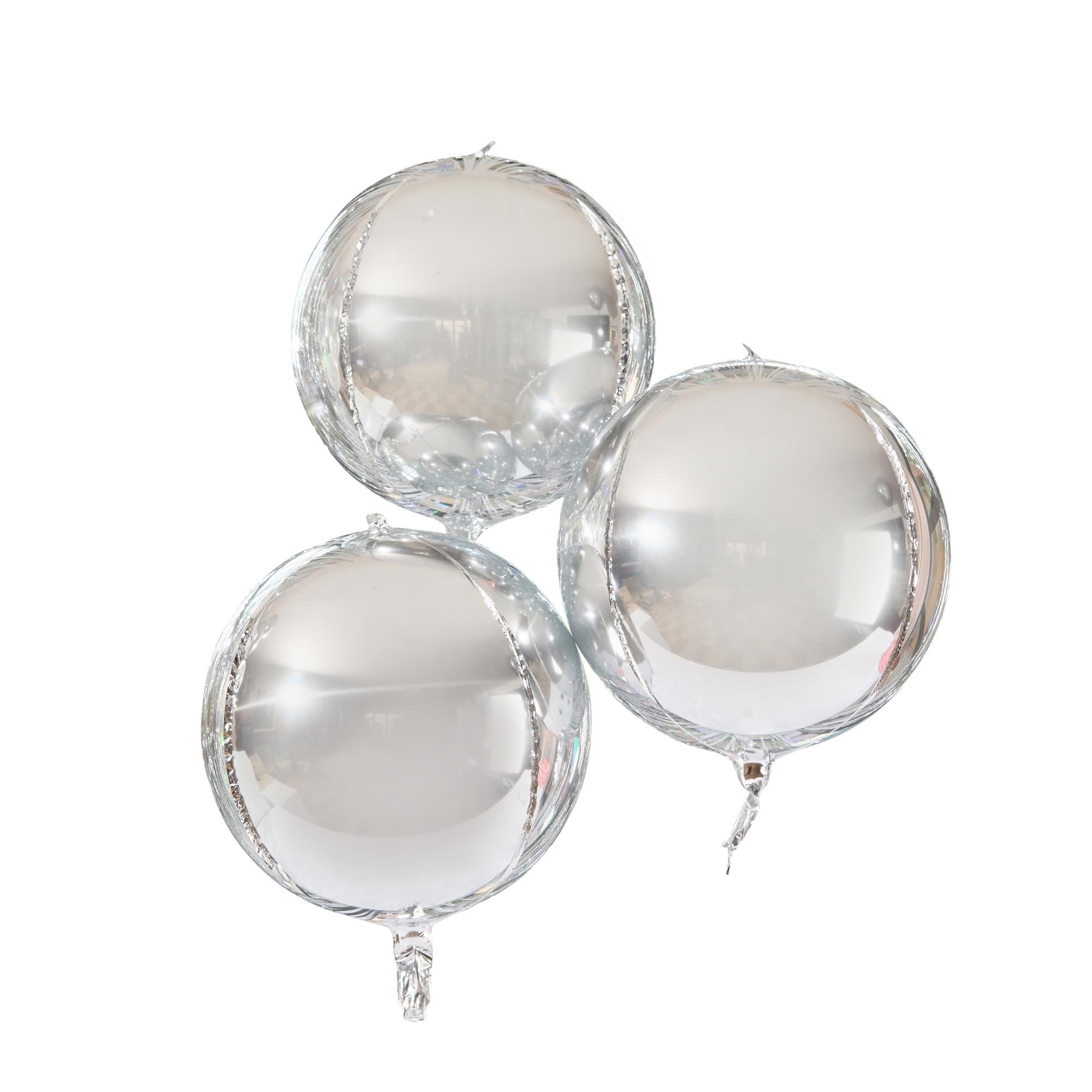 Silver Orb 15-Inch Foil Balloons - Pack of 3