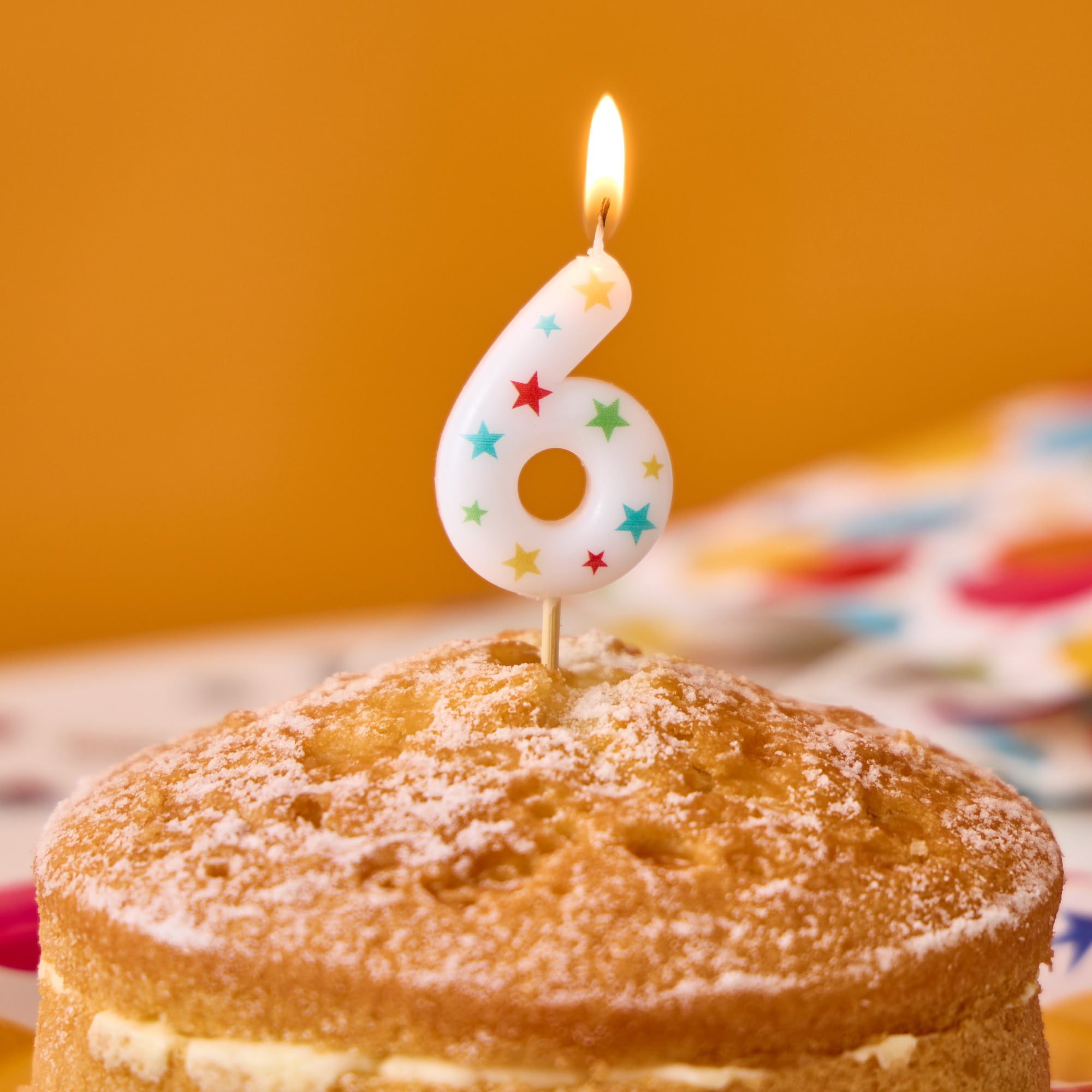 Star Print Number 6 Cake Candle