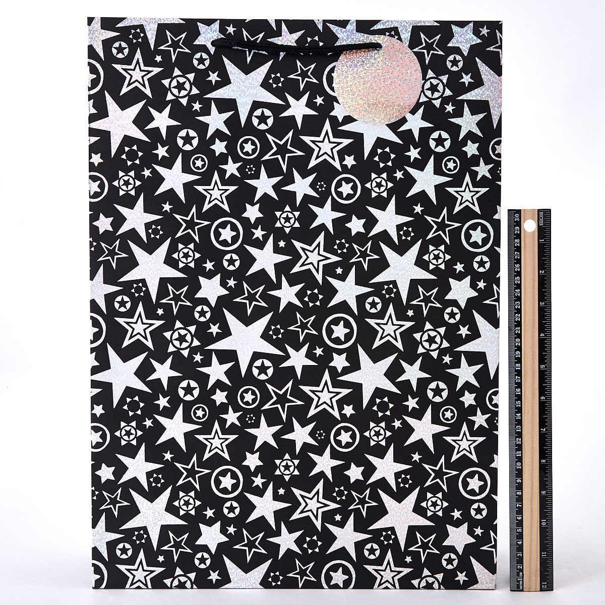 Extra Large Square Silver Stars Square Gift Bag