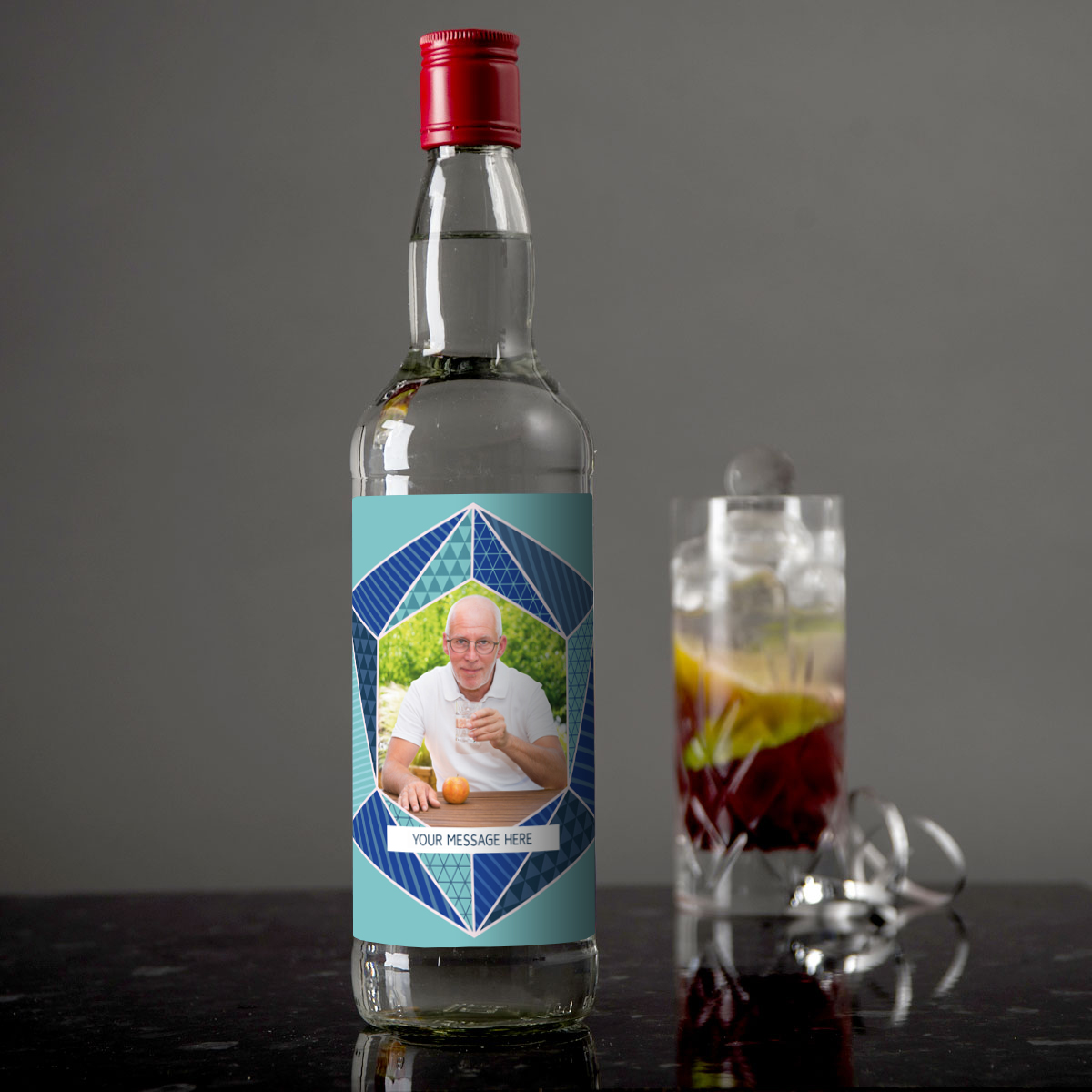 Personalised Vodka - Geometric Photo and Message