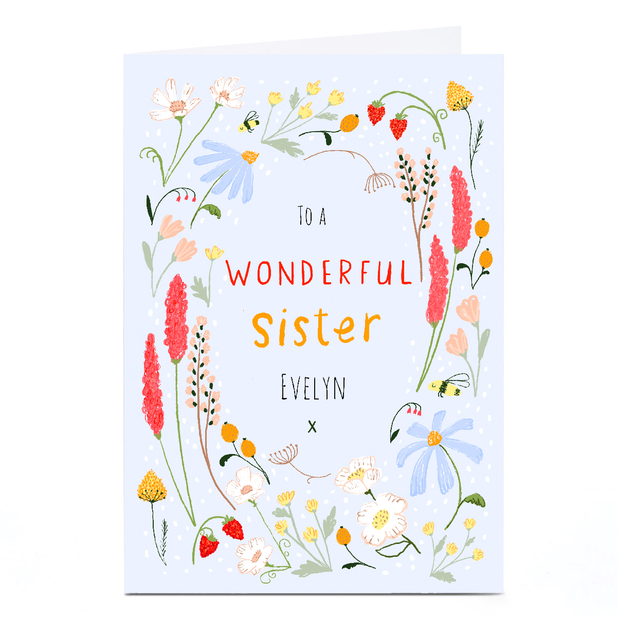 Personalised Emma Valenghi Birthday Card - Blue Floral, Sister