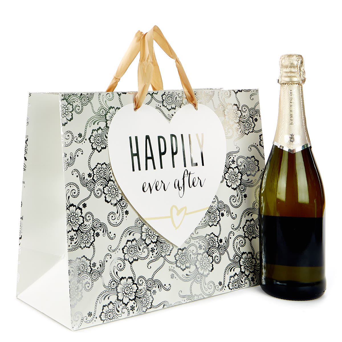 Large Landscape Silver & Ivory Gift Bag - Happily Ever After