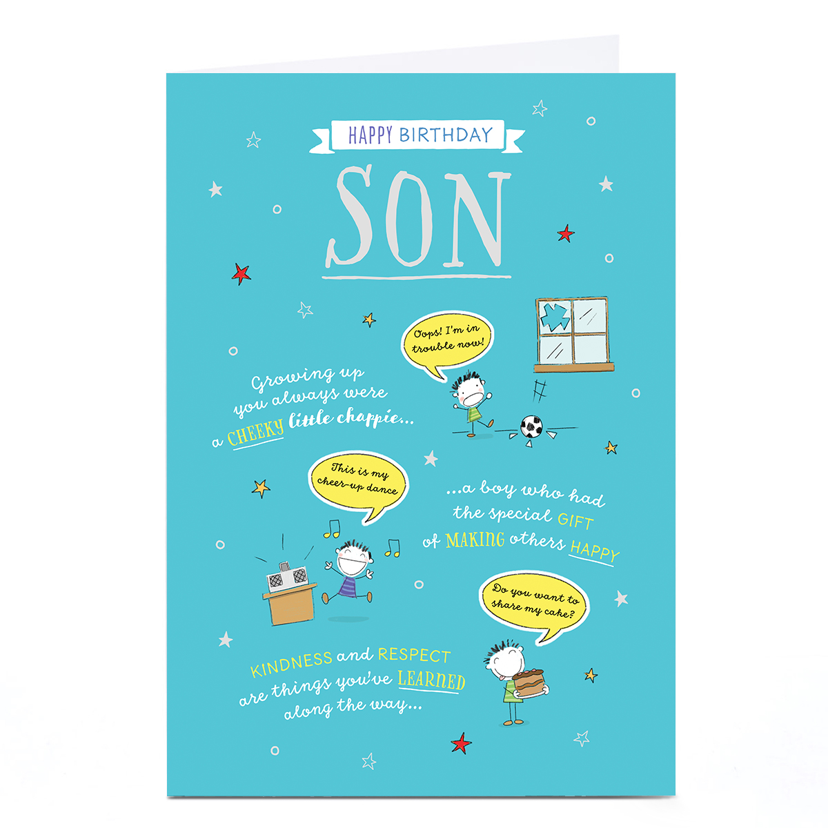 Birthday Card - Cheeky Chappie Making Other Happy, Son