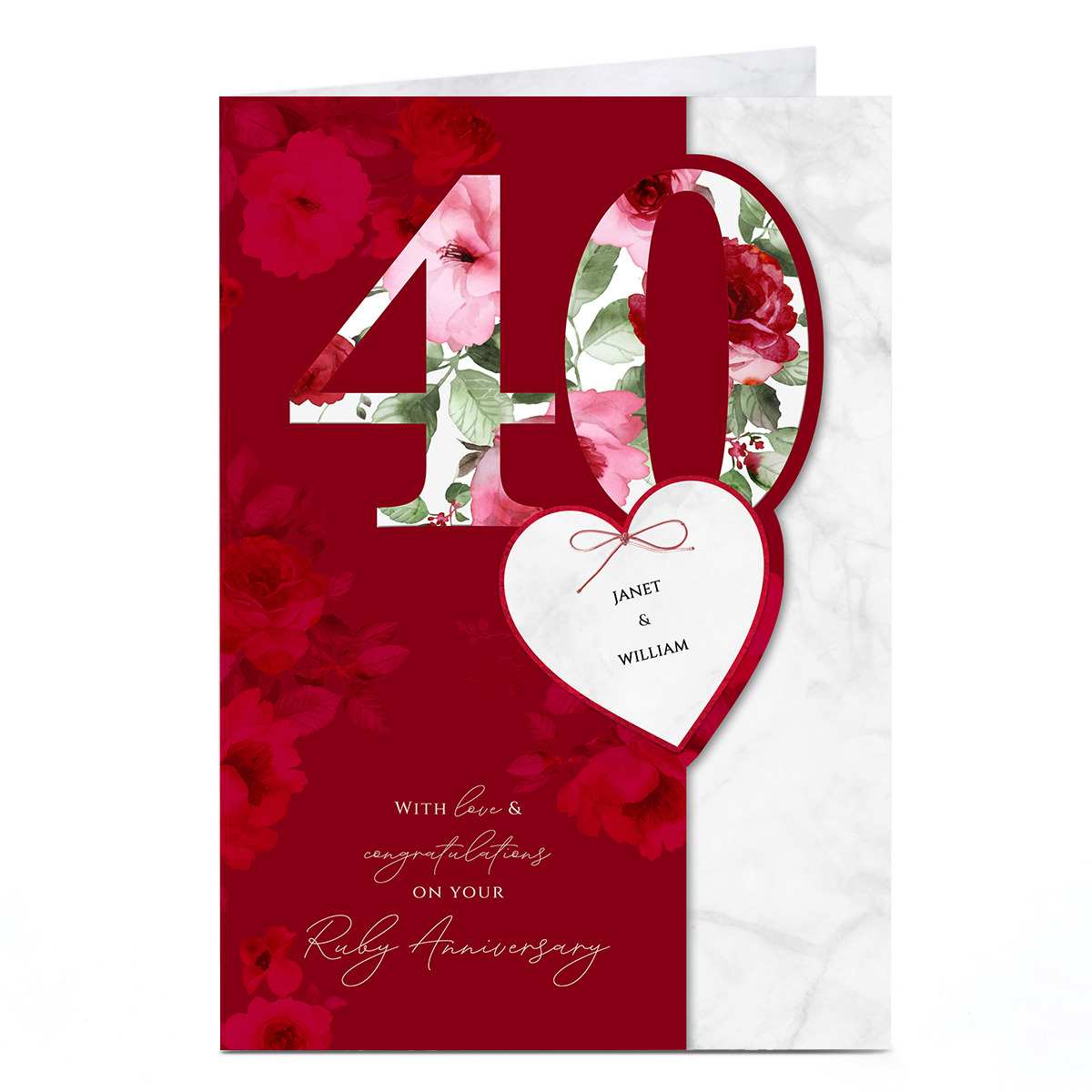 Personalised 40th Anniversary Card - Love & Congratulations
