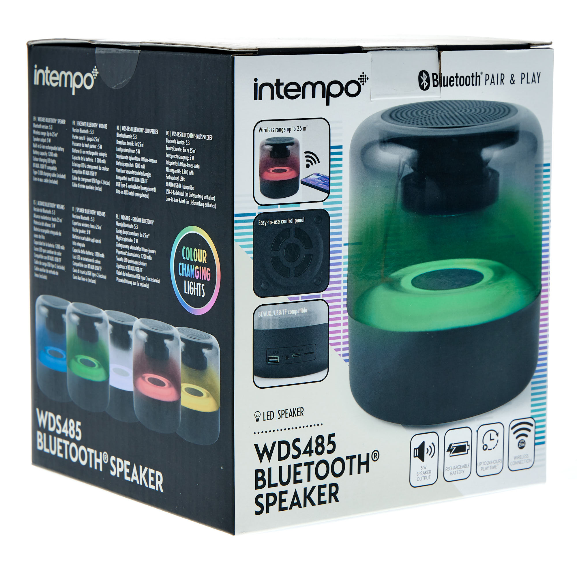 Intempo WDS485 Bluetooth Speaker With LED Colour Changing Lights