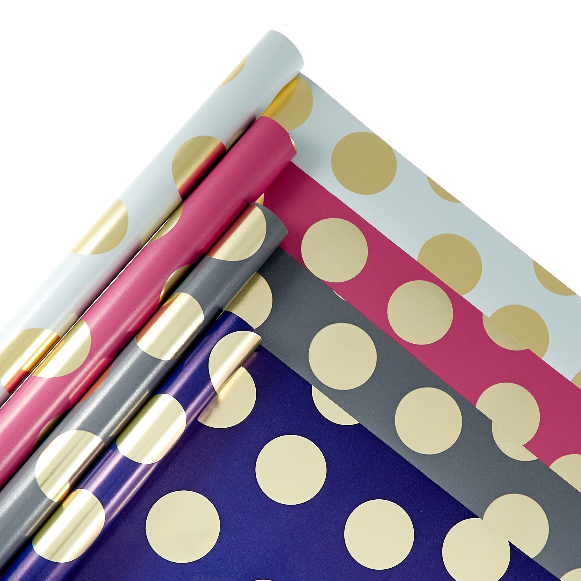 Assorted Gold Foil Spots Gift Wrap Bundle - 4 Rolls