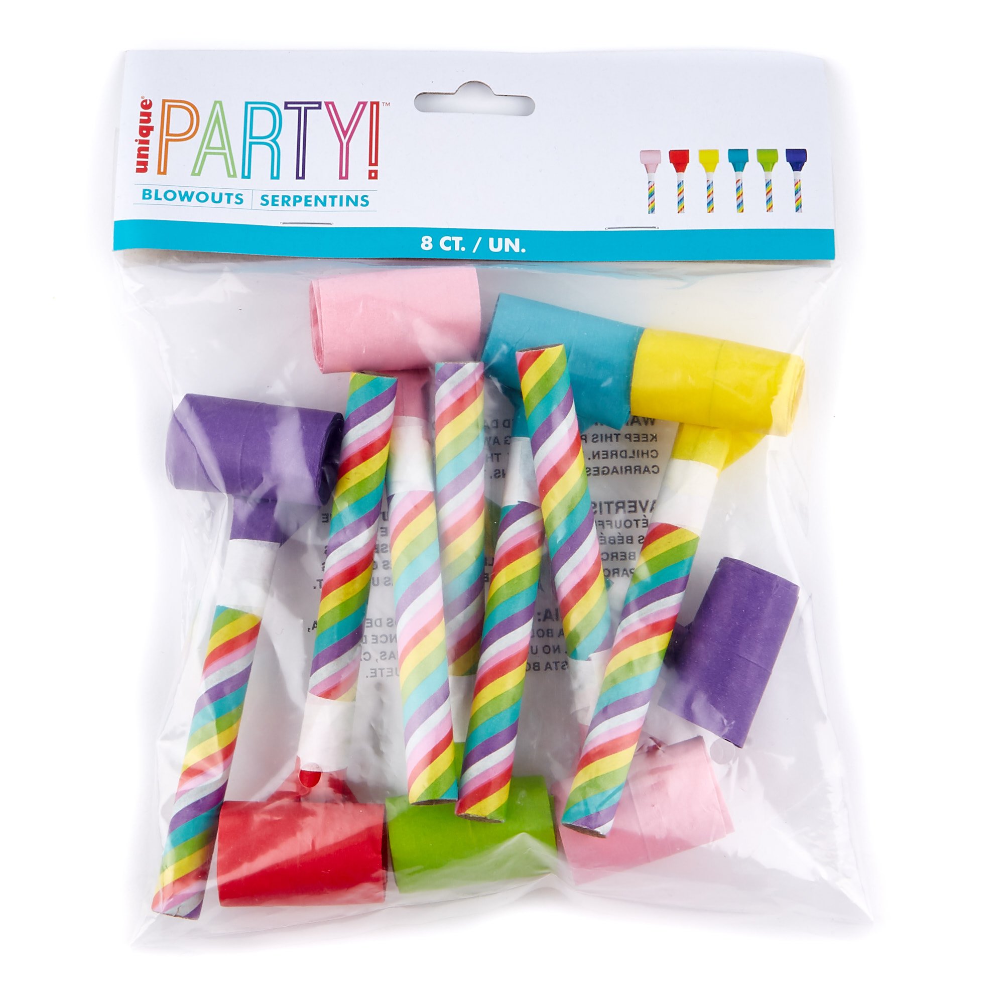 Rainbow Paper Party Blowouts - Pack of 6