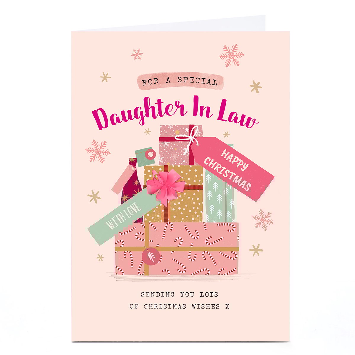 Christmas Card - Pink Pastel Presents, Daughter In Law,  Christmas Card - Pink Pastel Presents, Daughter In Law