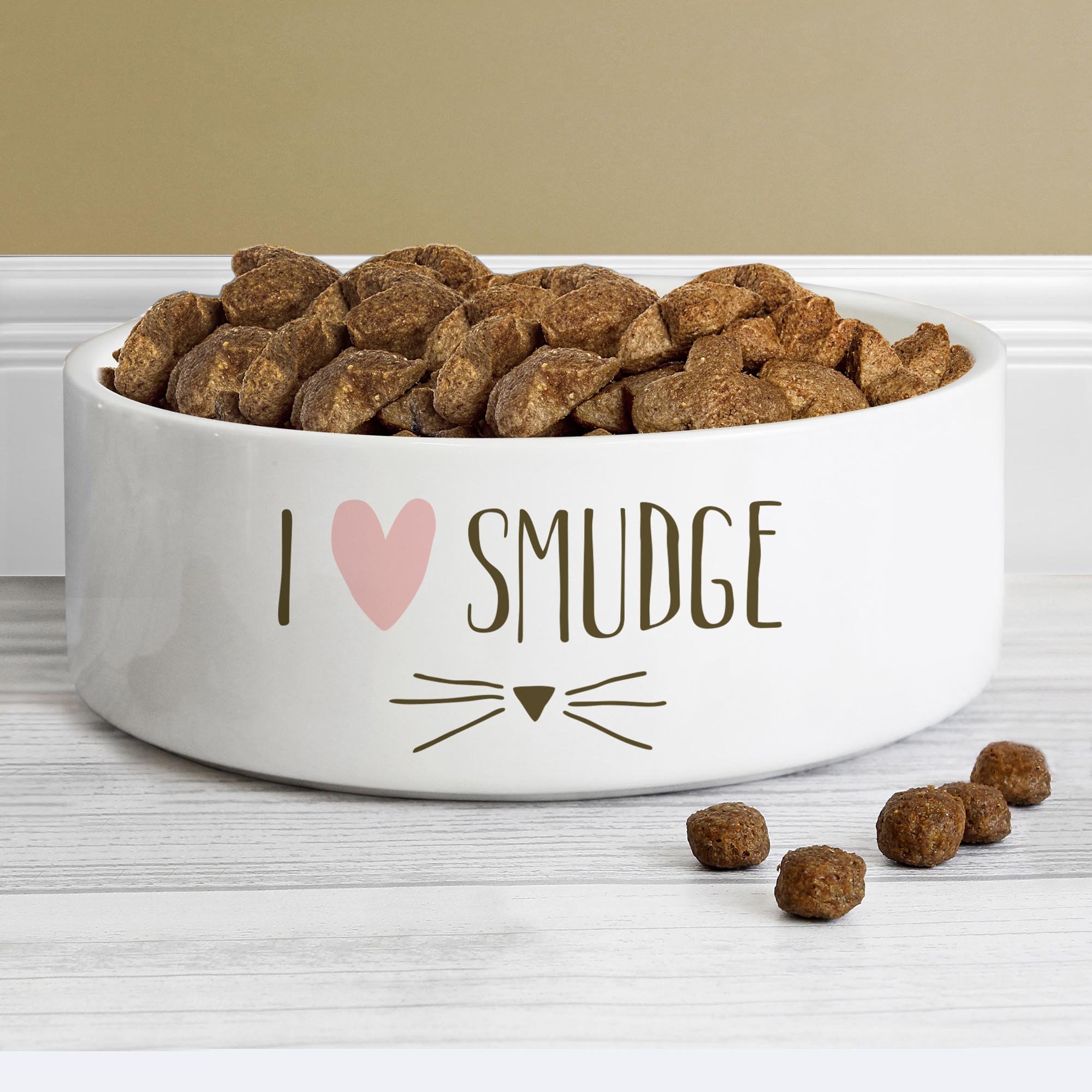 Personalised Cat Features 15cm Medium White Pet Bowl