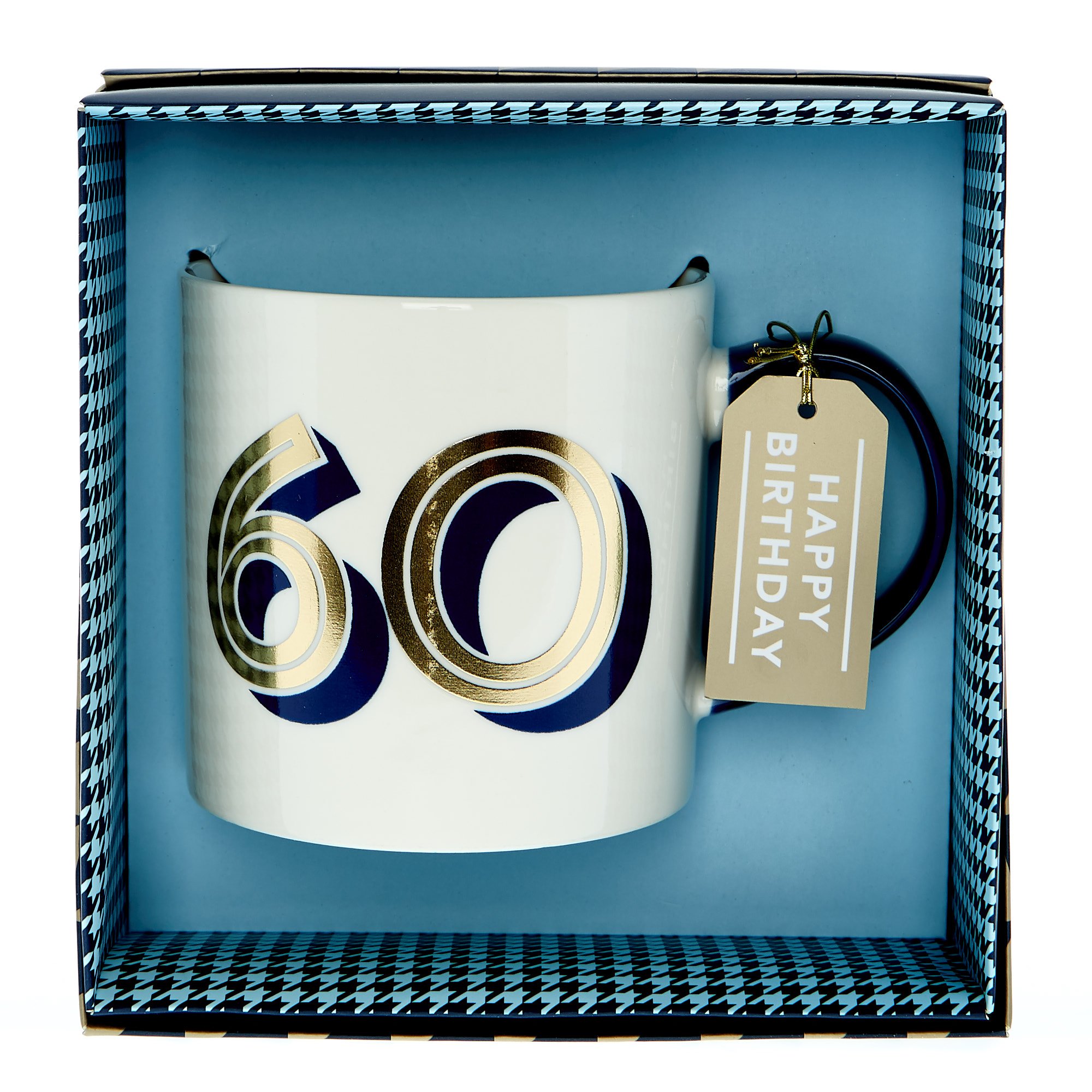 60th Birthday Mug In A Box - Blue & Gold 