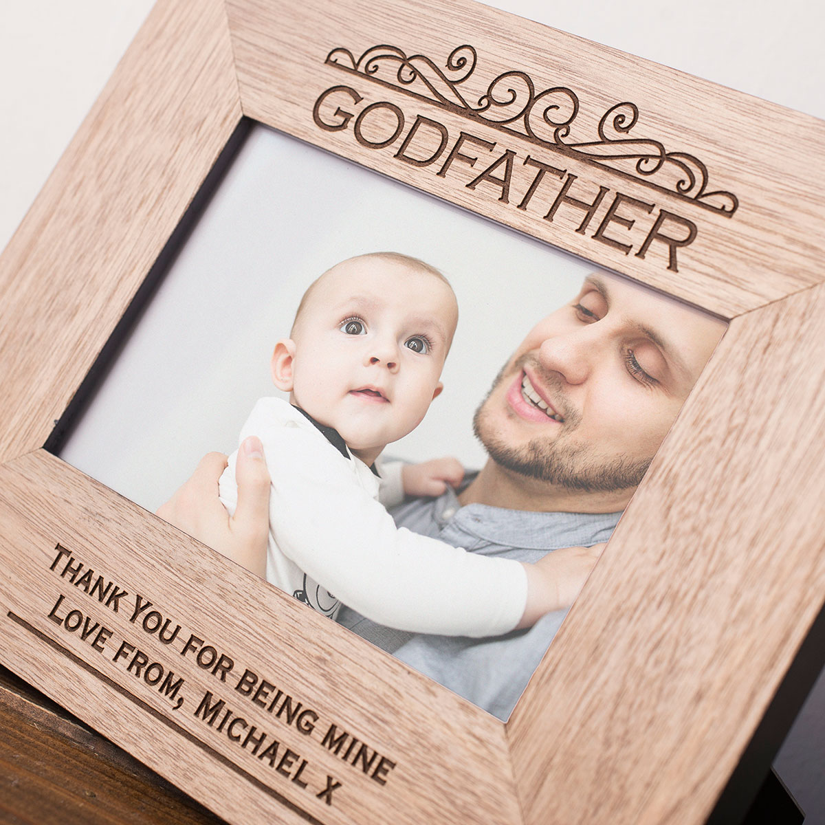 Personalised Engraved Wooden Photo Frame - Godfather