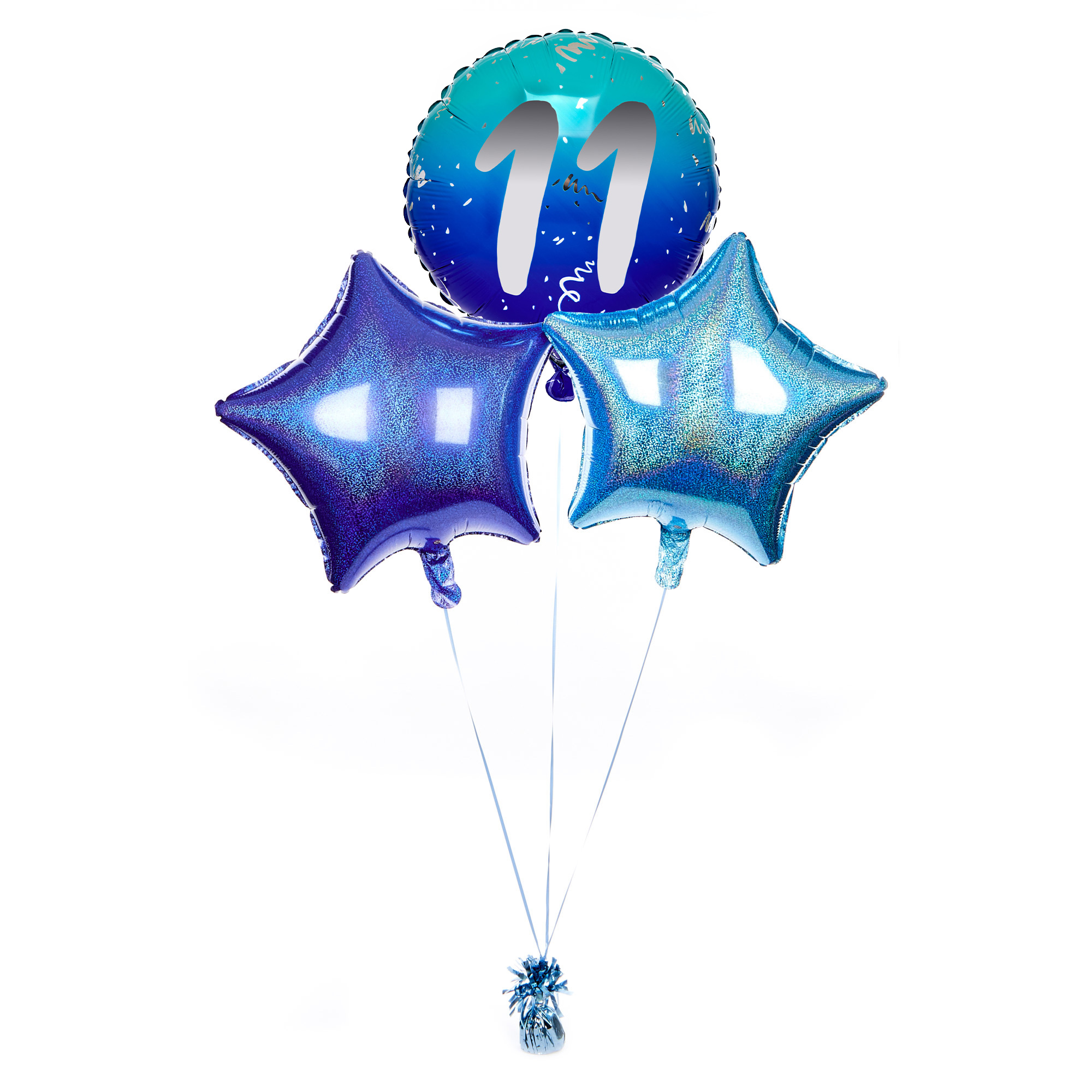 Blue 11th Birthday Balloon Bouquet - Delivered Inflated!