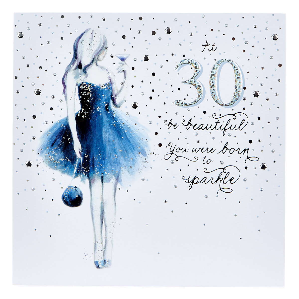 Platinum Collection 30th Birthday Card - Born To Sparkle 