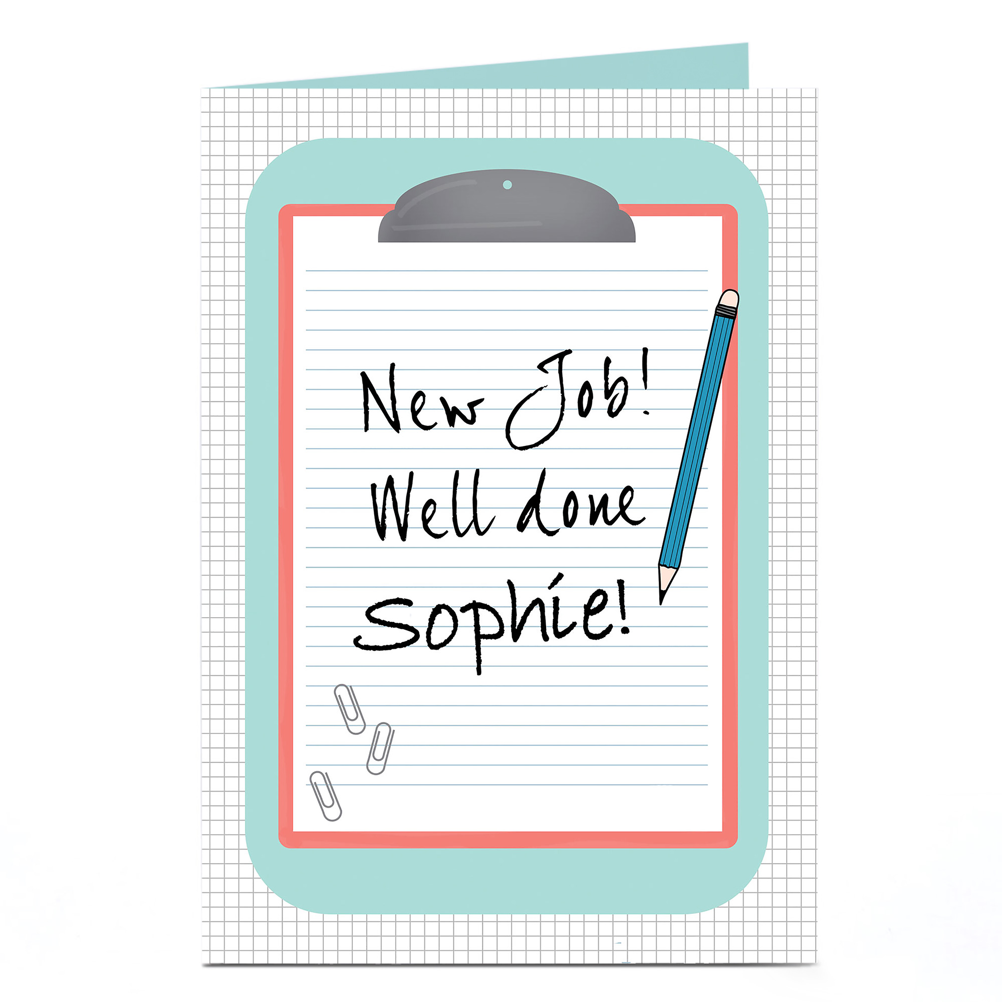 Personalised New Job Card - Clipboard