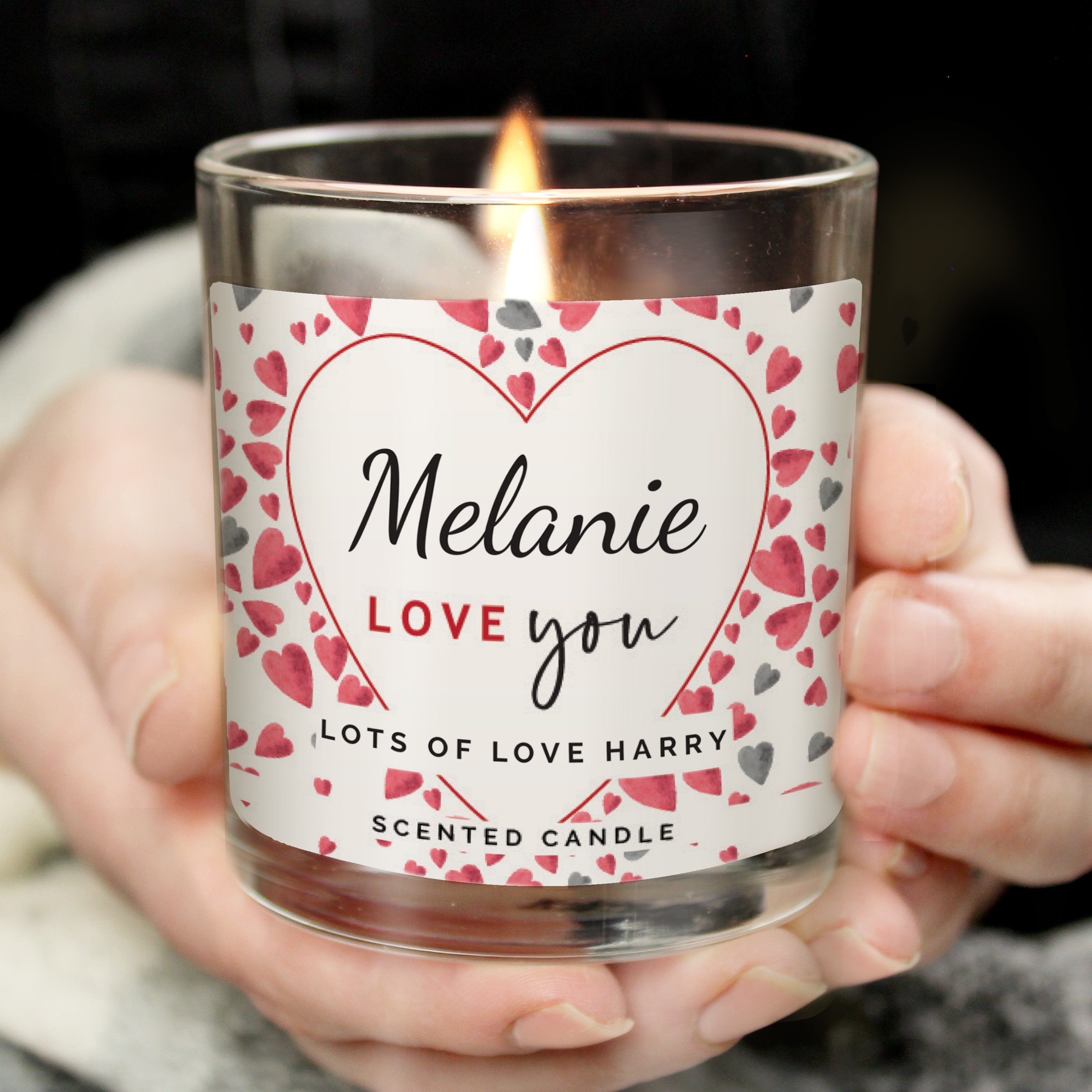 Personalised Love Heart Scented Jar Candle