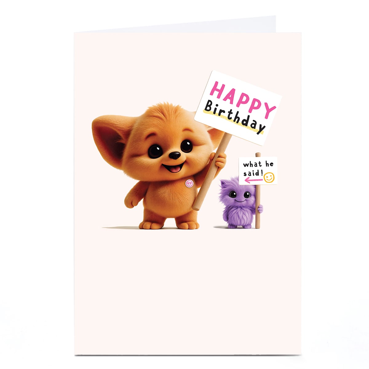 Wimzee Birthday Card - What He Said Sign