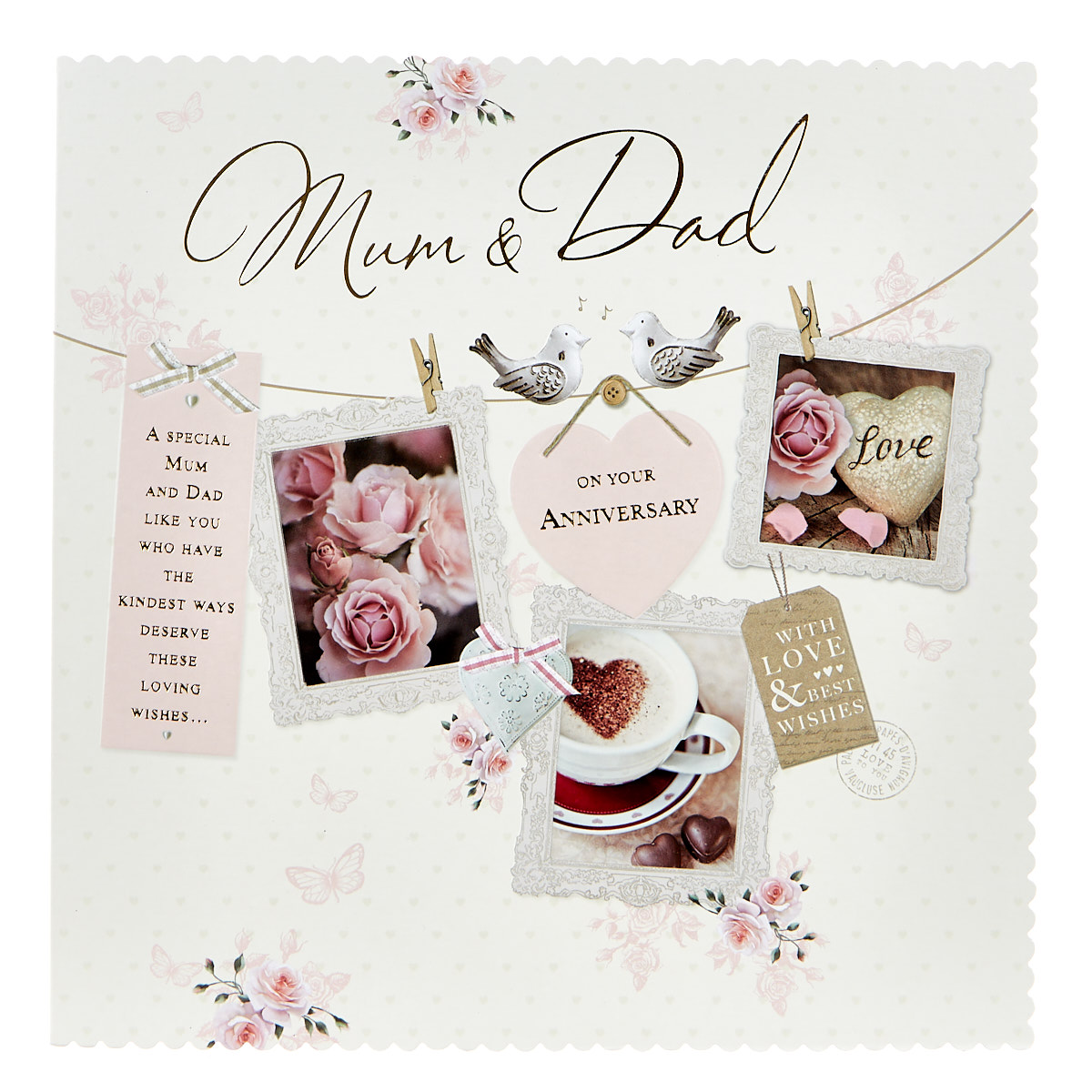 Platinum Collection Anniversary Card - Mum & Dad, Washing Line 