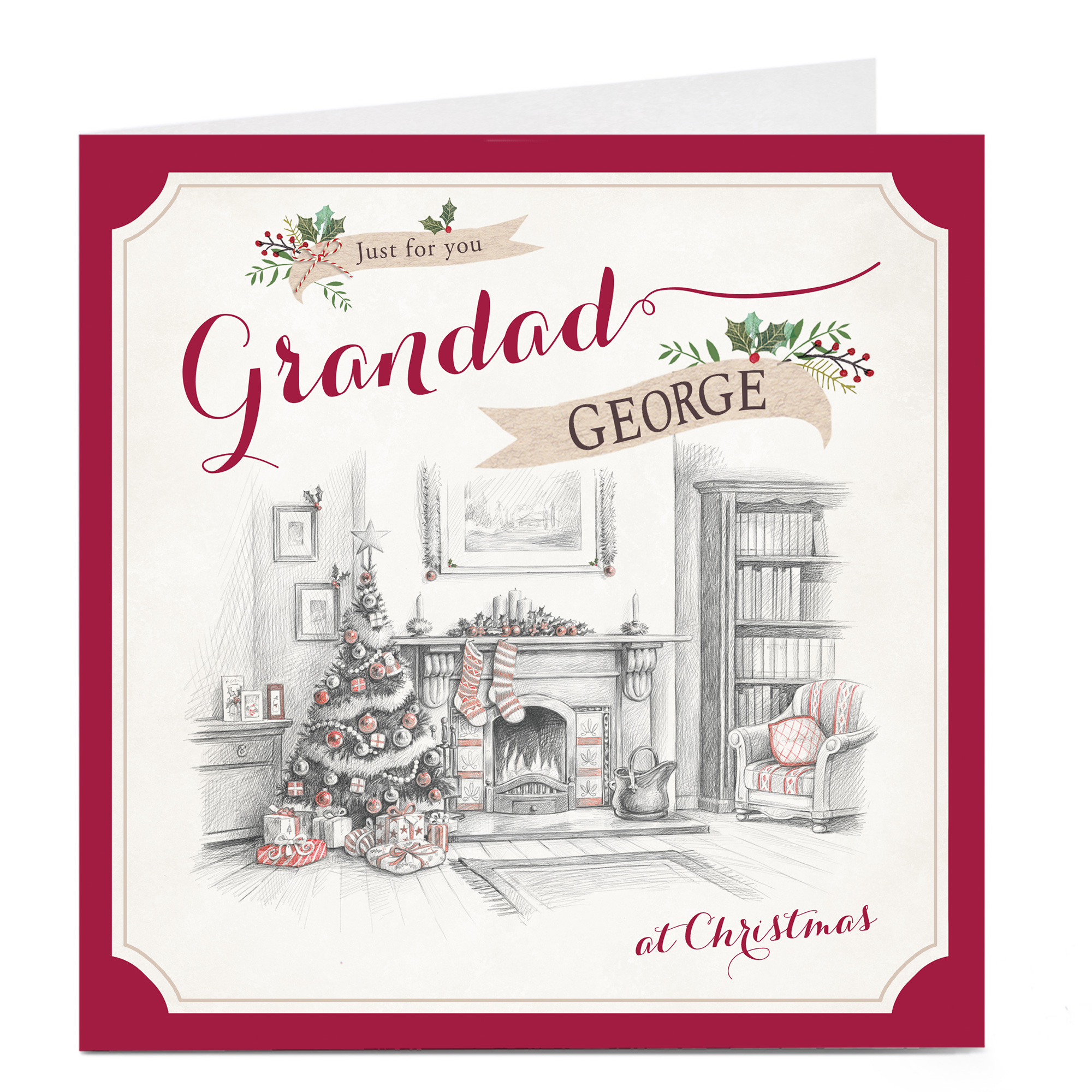 Personalised Christmas Card - Fireplace Grandad
