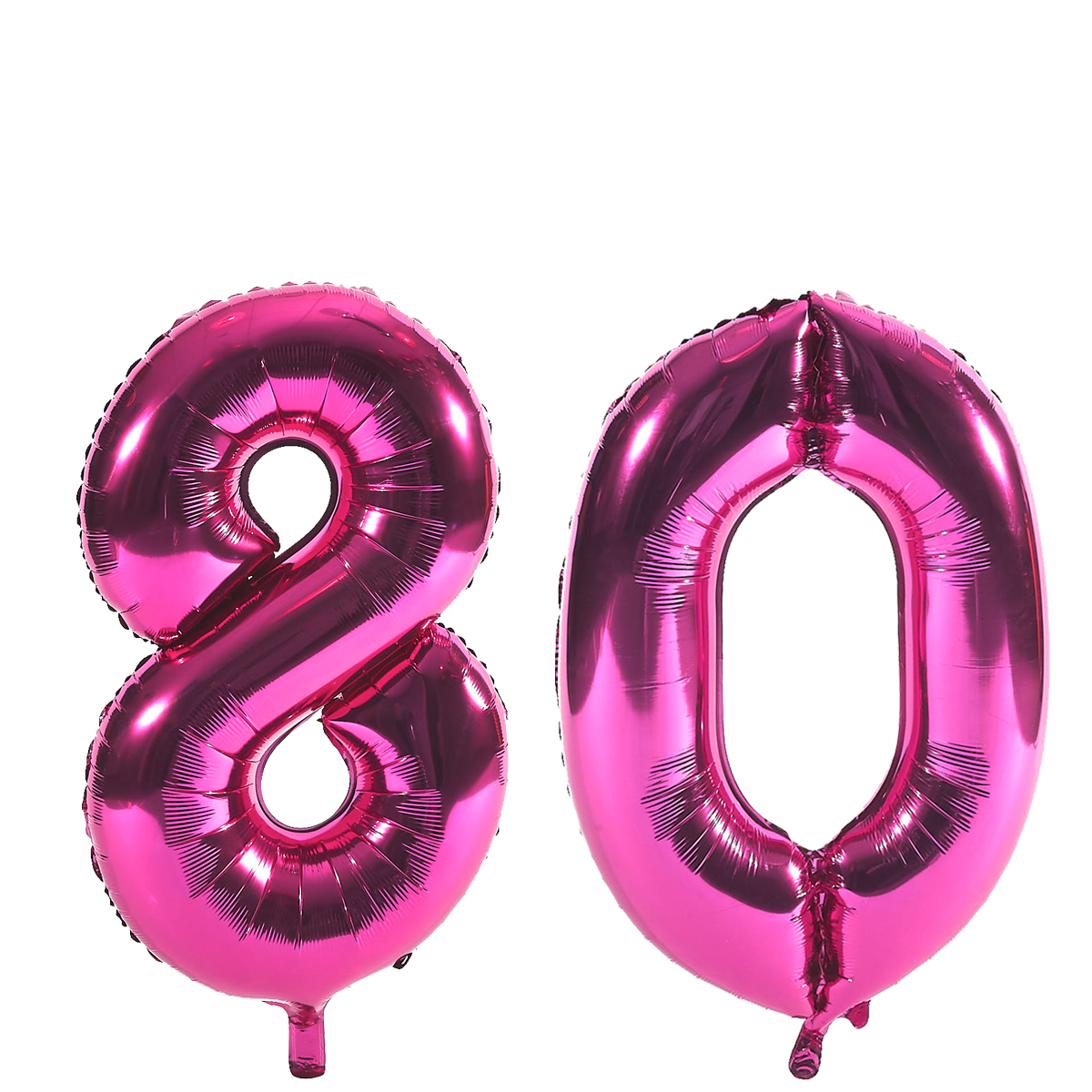 Age 80 Giant Foil Helium Numeral Balloons - Pink (deflated)