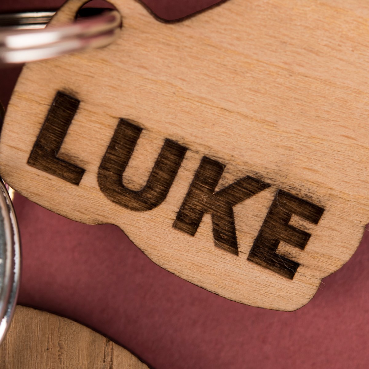 Engraved Set Of 2 Wooden Key Rings - Hand