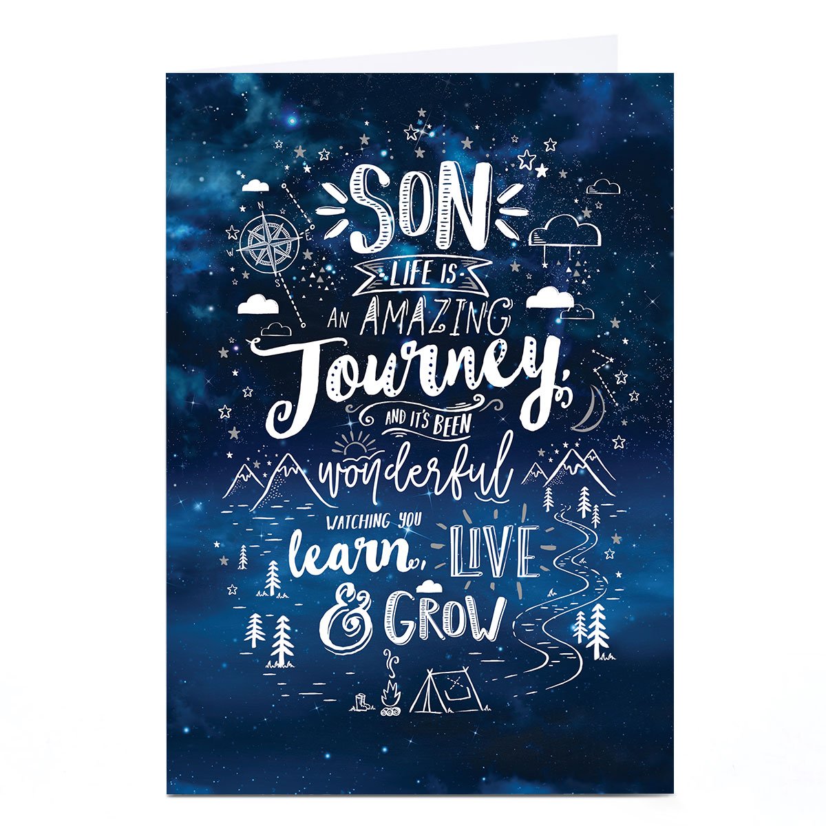 Personalised Birthday Card - Watching You Learn Live and Grow, Son