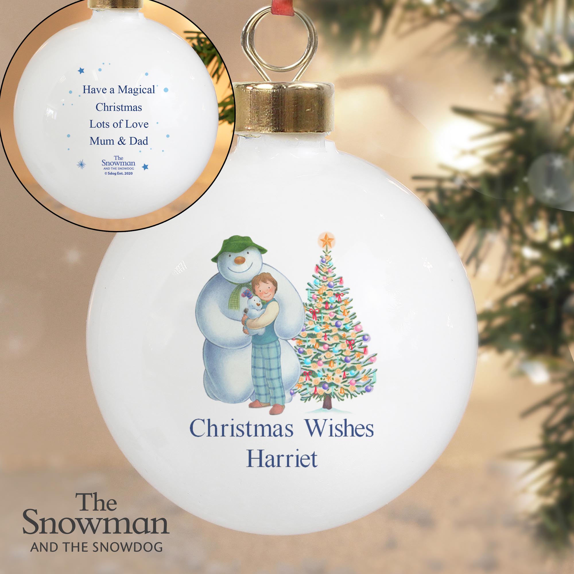 Personalised The Snowman & the Snowdog Friends Bauble