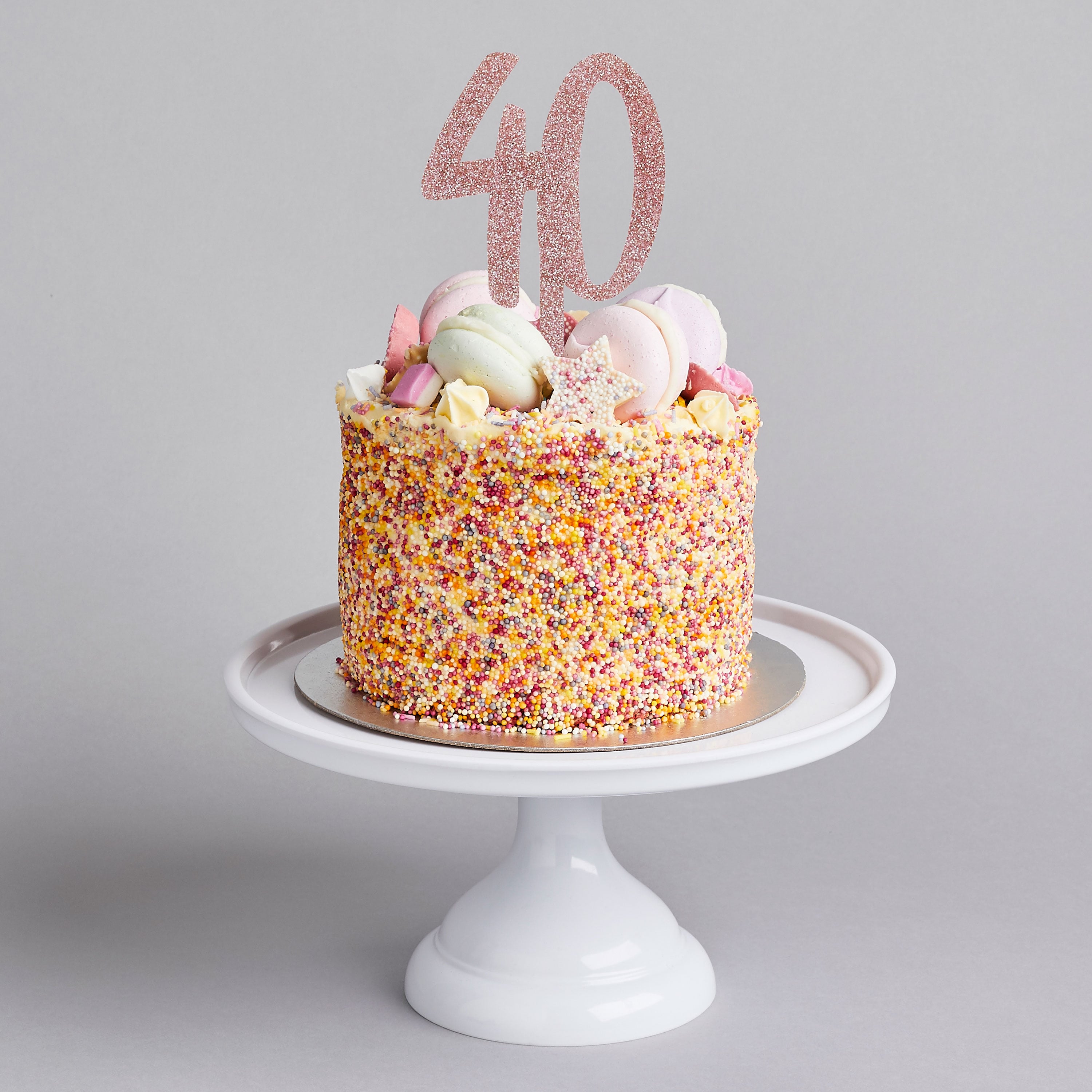 Metallic Rose Gold Number 40 Glitter Acrylic Cake Topper
