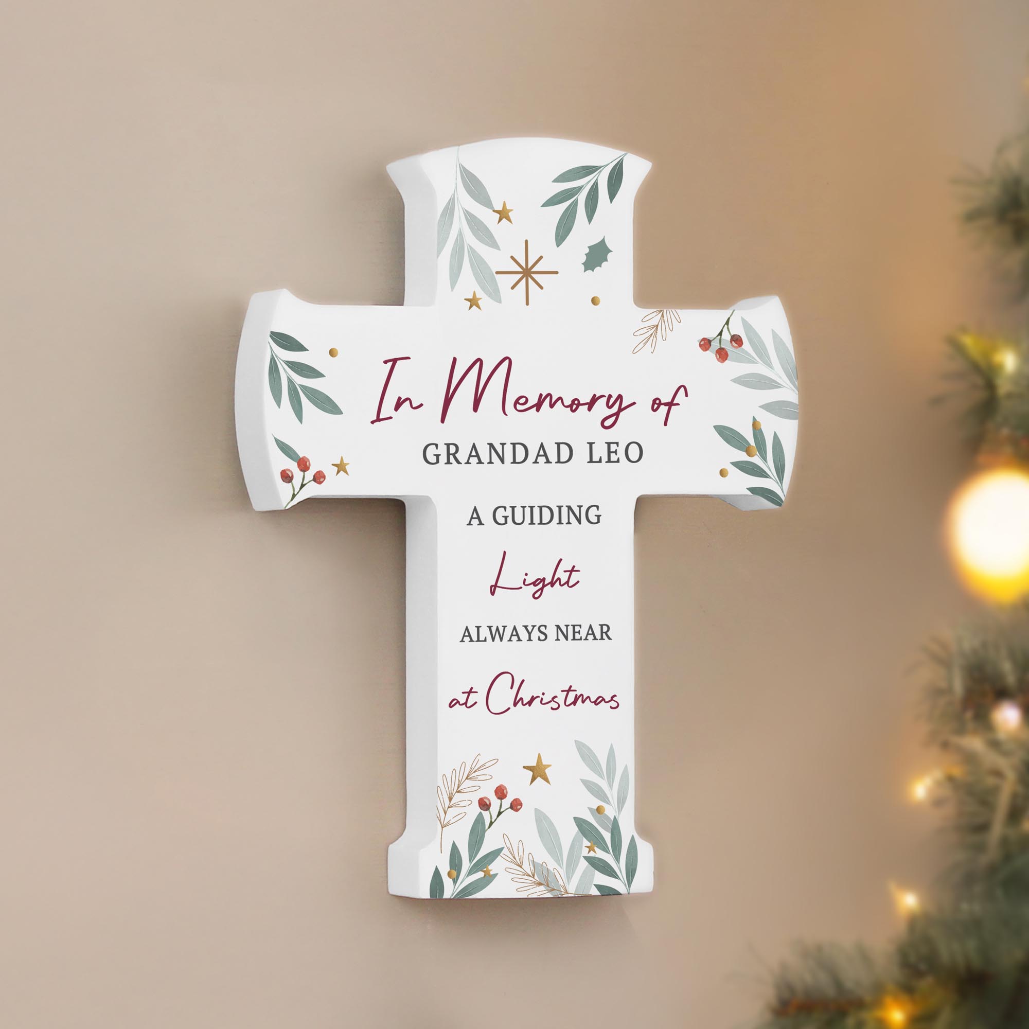 Personalised Christmas Wooden Cross Ornament