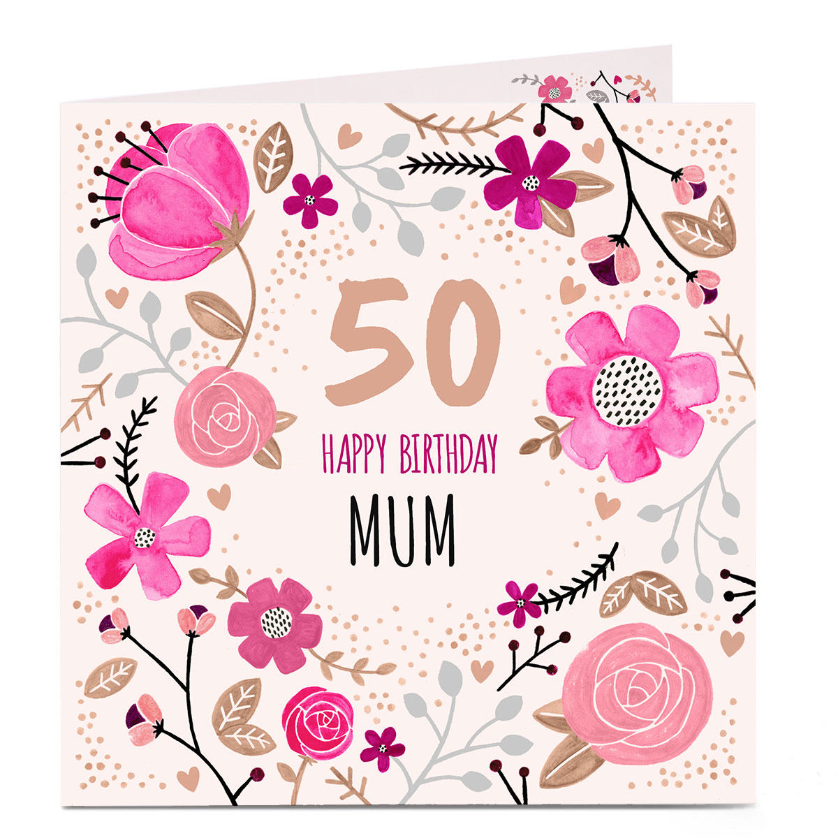 Personalised Birthday Card - Pink Flowers