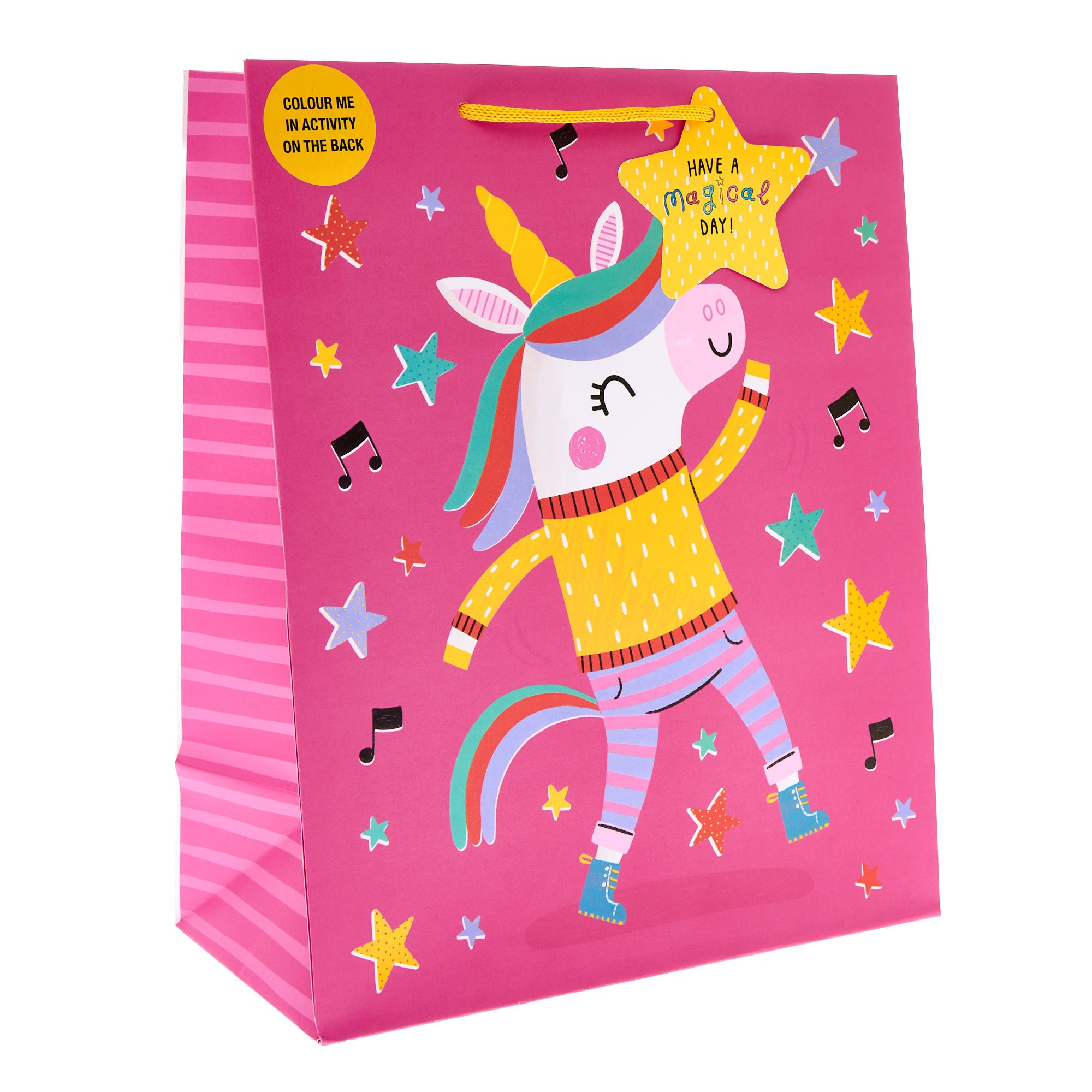 Unicorn Large Portrait Gift Bag With Colour-In Activity