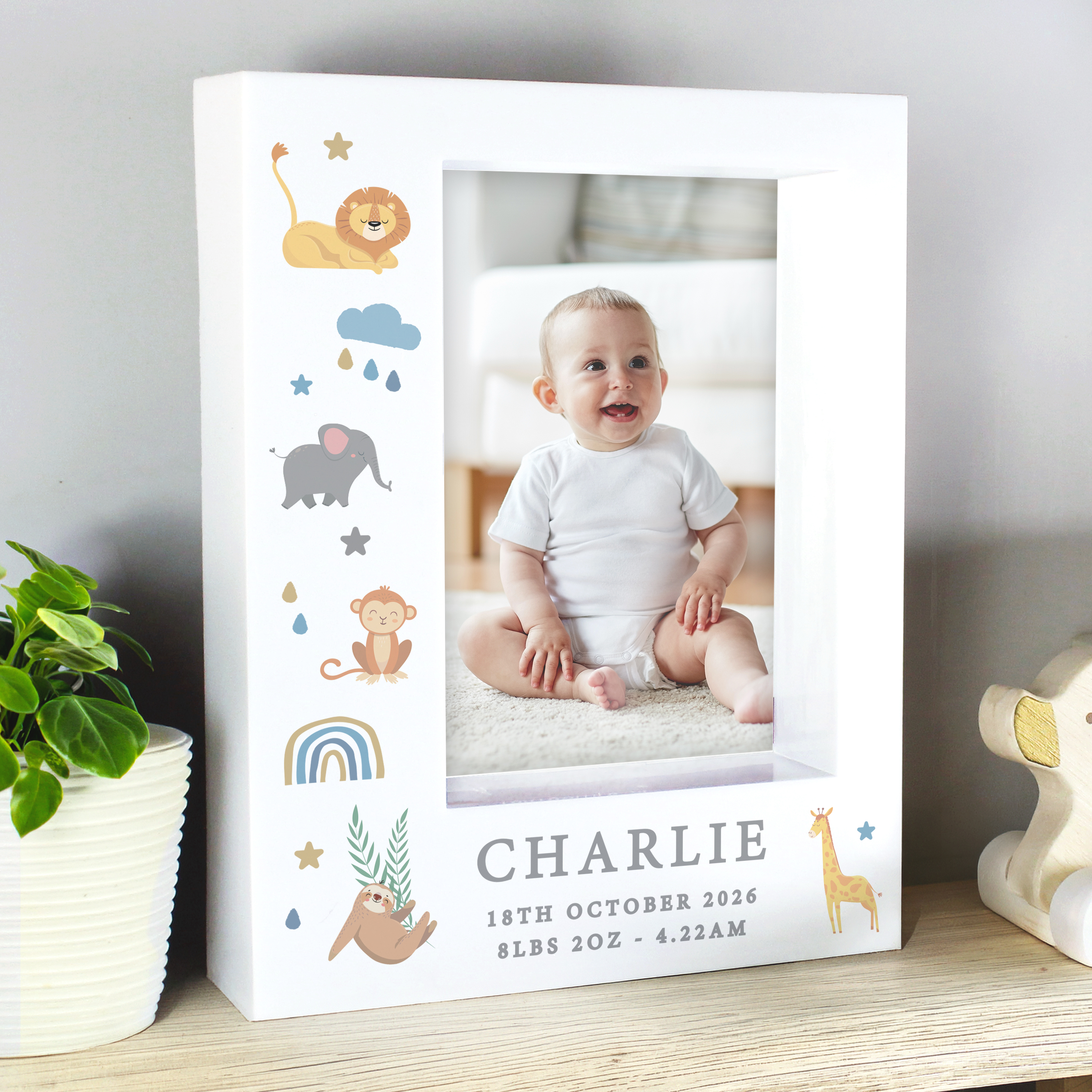 Personalised Safari Animals 5x7-Inch Box Photo Frame