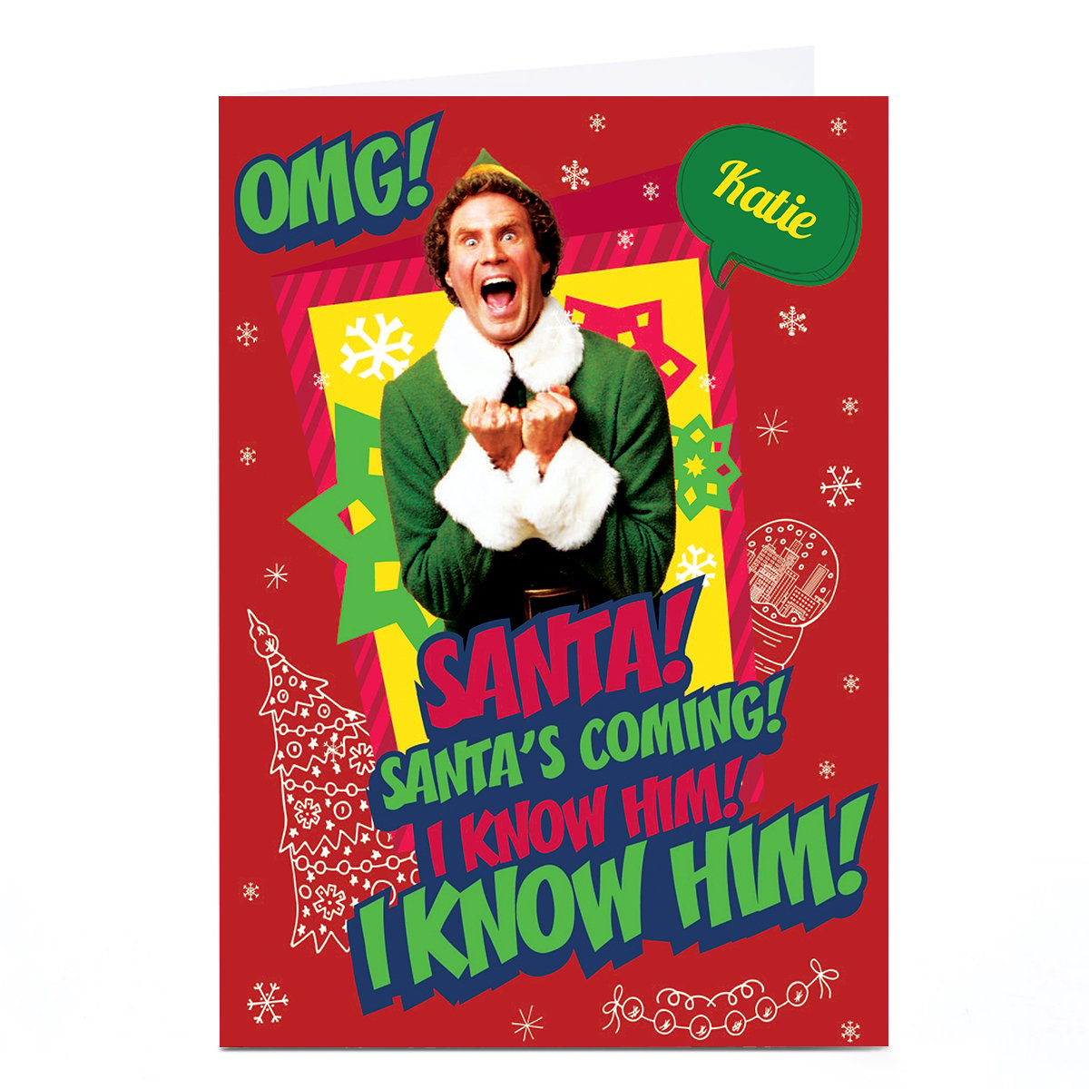 Personalised Elf Christmas Card - I Know Him!