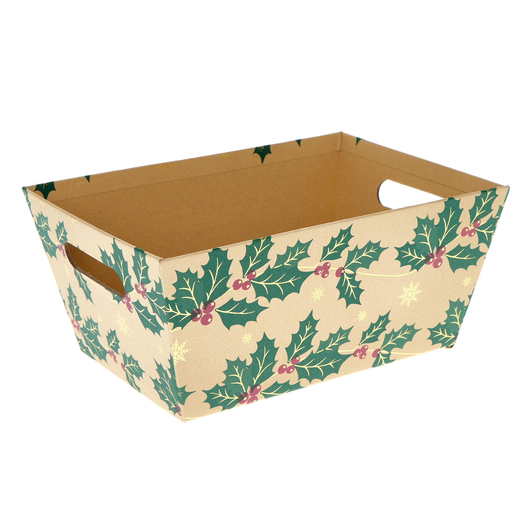 Kraft Holly Christmas Hamper Trays - Pack of 3