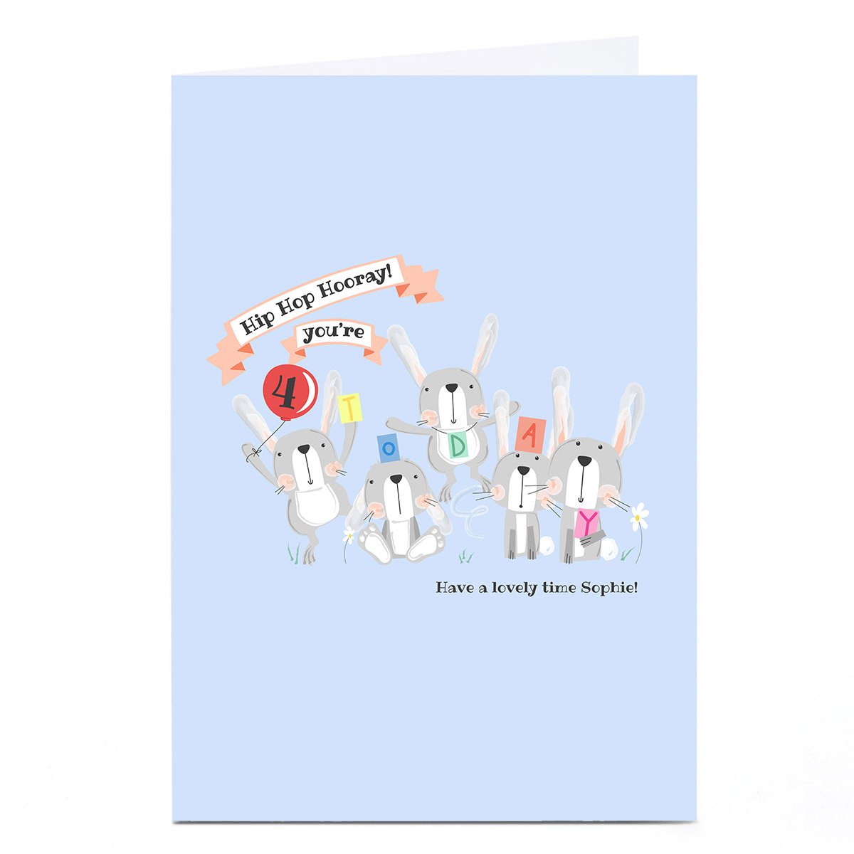 Personalised Rachel Griffin 4th Birthday Card - Hip Hop Hooray!, Editable Age