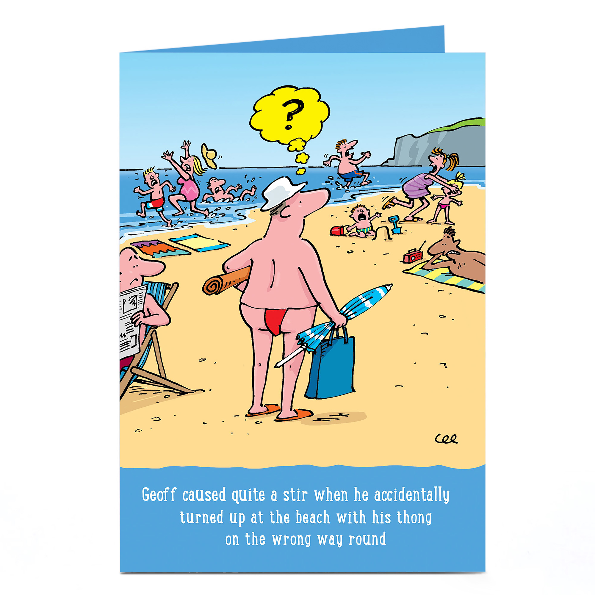 Personalised Card - Beach Thong Cartoon