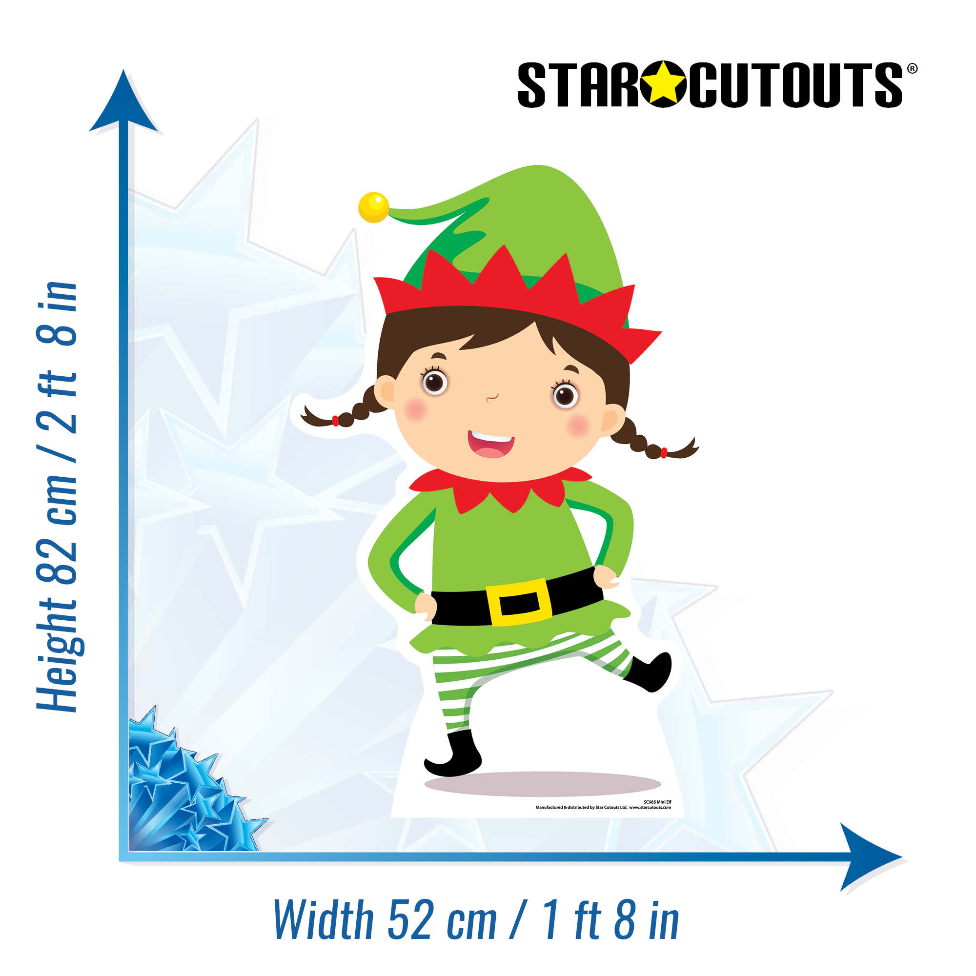 Mini Christmas Elf Cardboard Cutout 