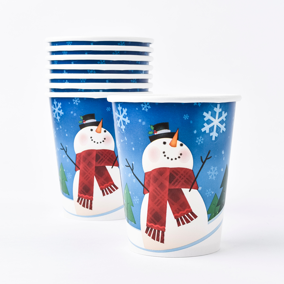 Joyful Snowman Party Cups - Pack Of 8