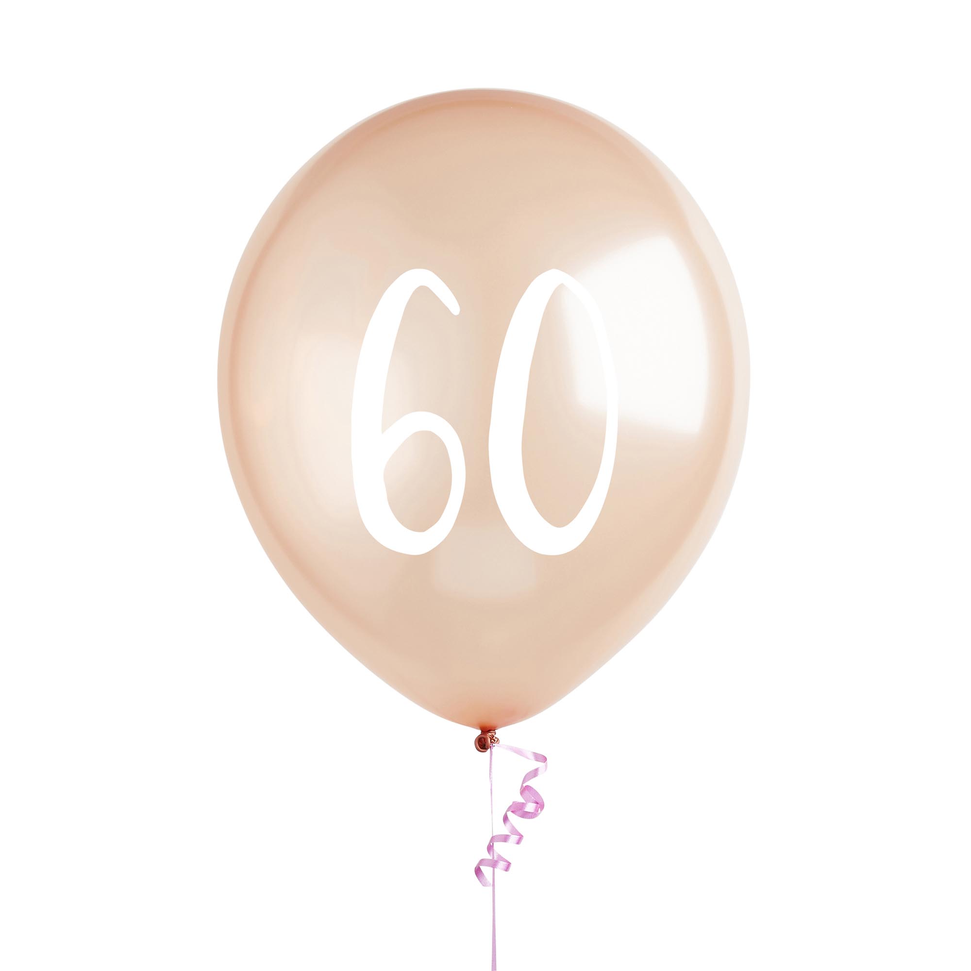 Metallic Rose Gold Number Latex Balloons - Pack of 5 (Milestone Ages)