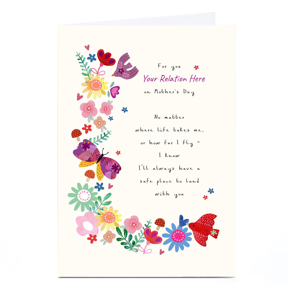 Personalised Mother's Day Card - Safe Place With You, Any Relation