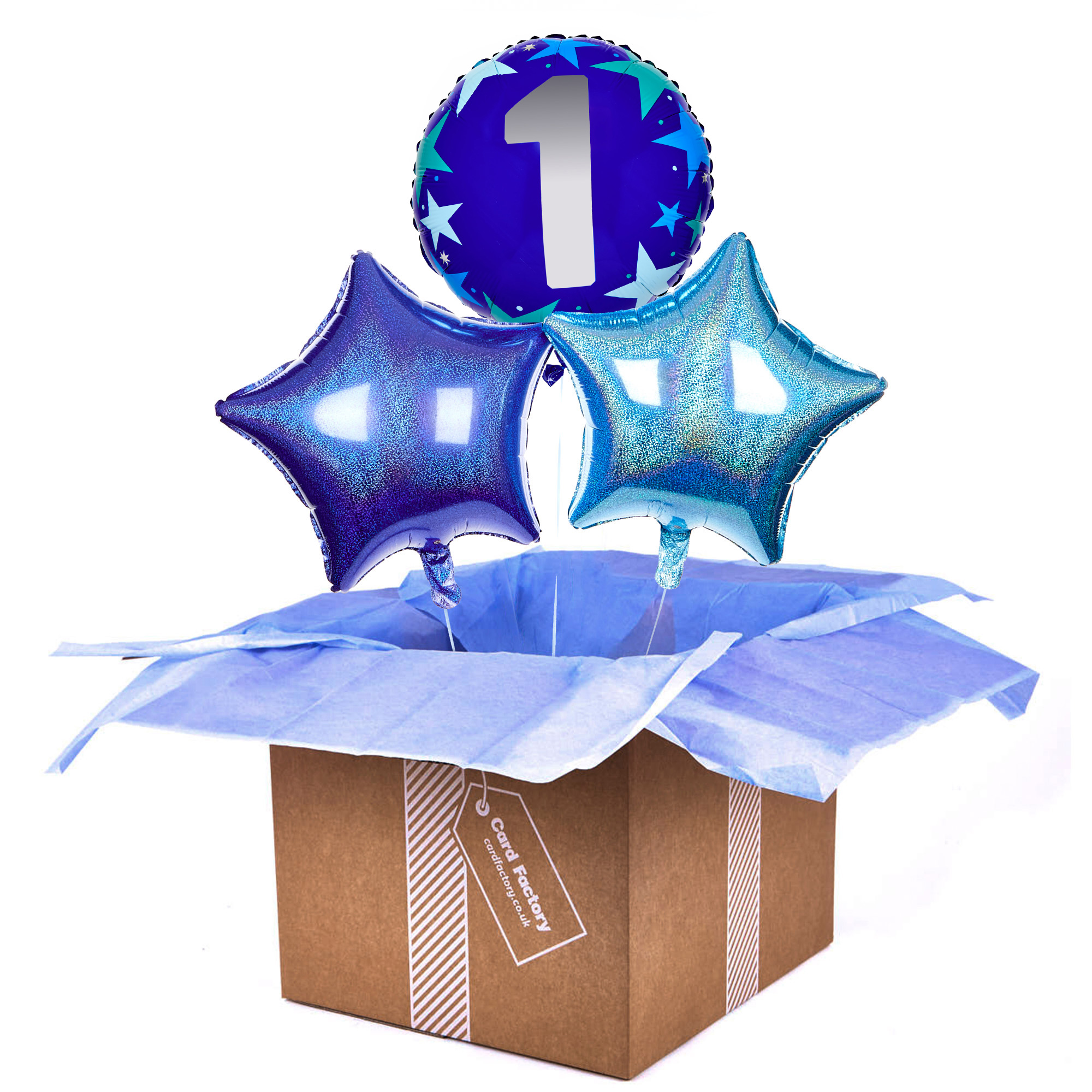 Blue 1st Birthday Balloon Bouquet - Delivered Inflated!