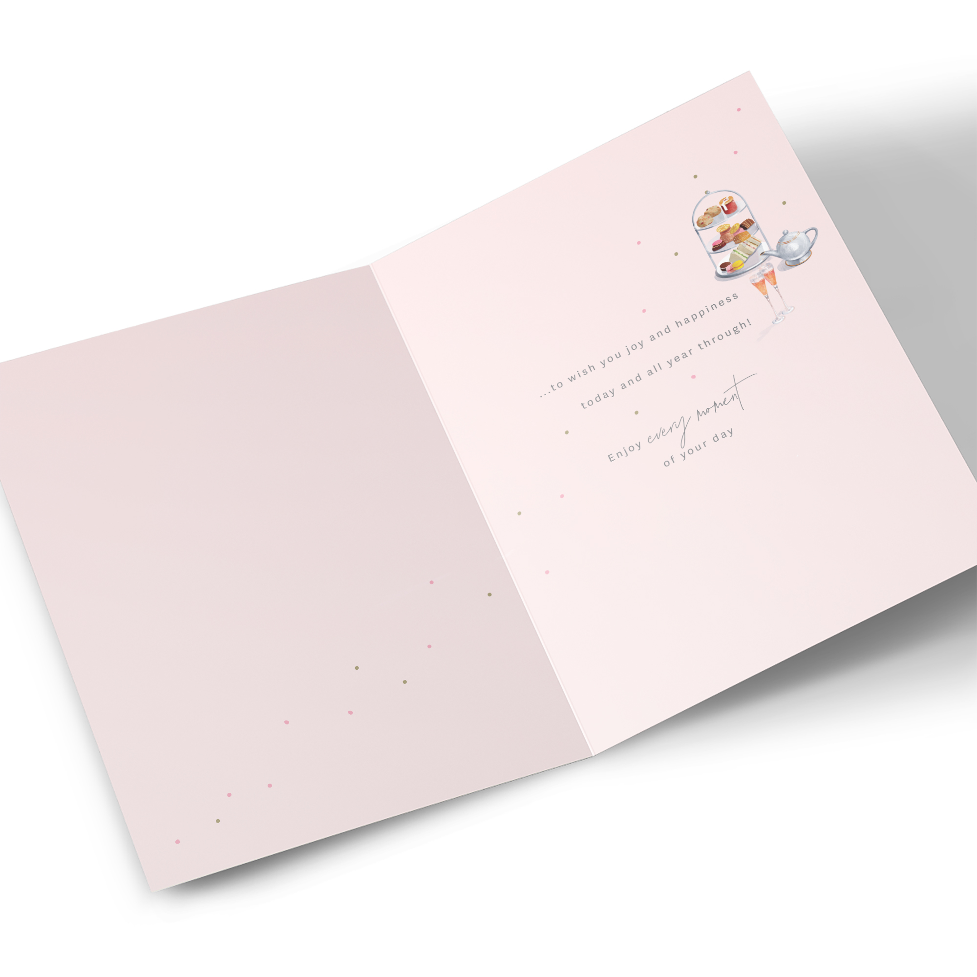 80th Birthday Card - Joy and Happiness Tea Party