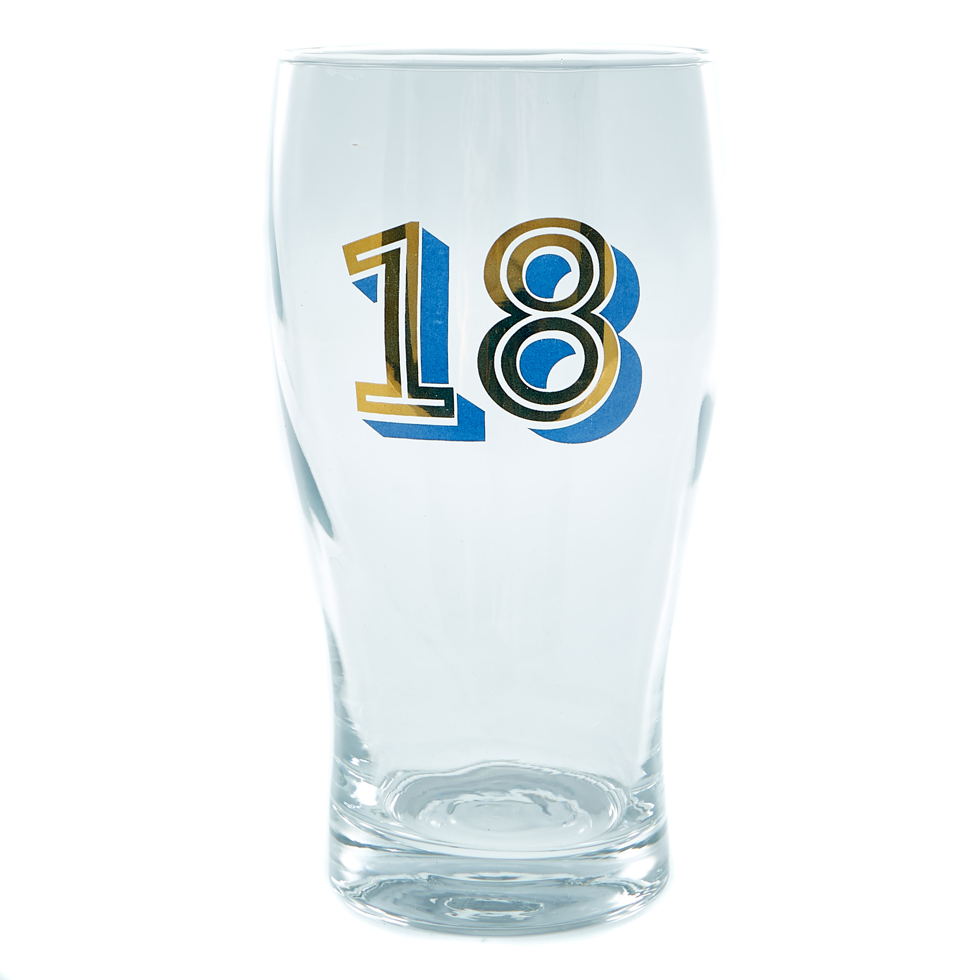18th Birthday Pint Glass In A Box - Blue & Gold 