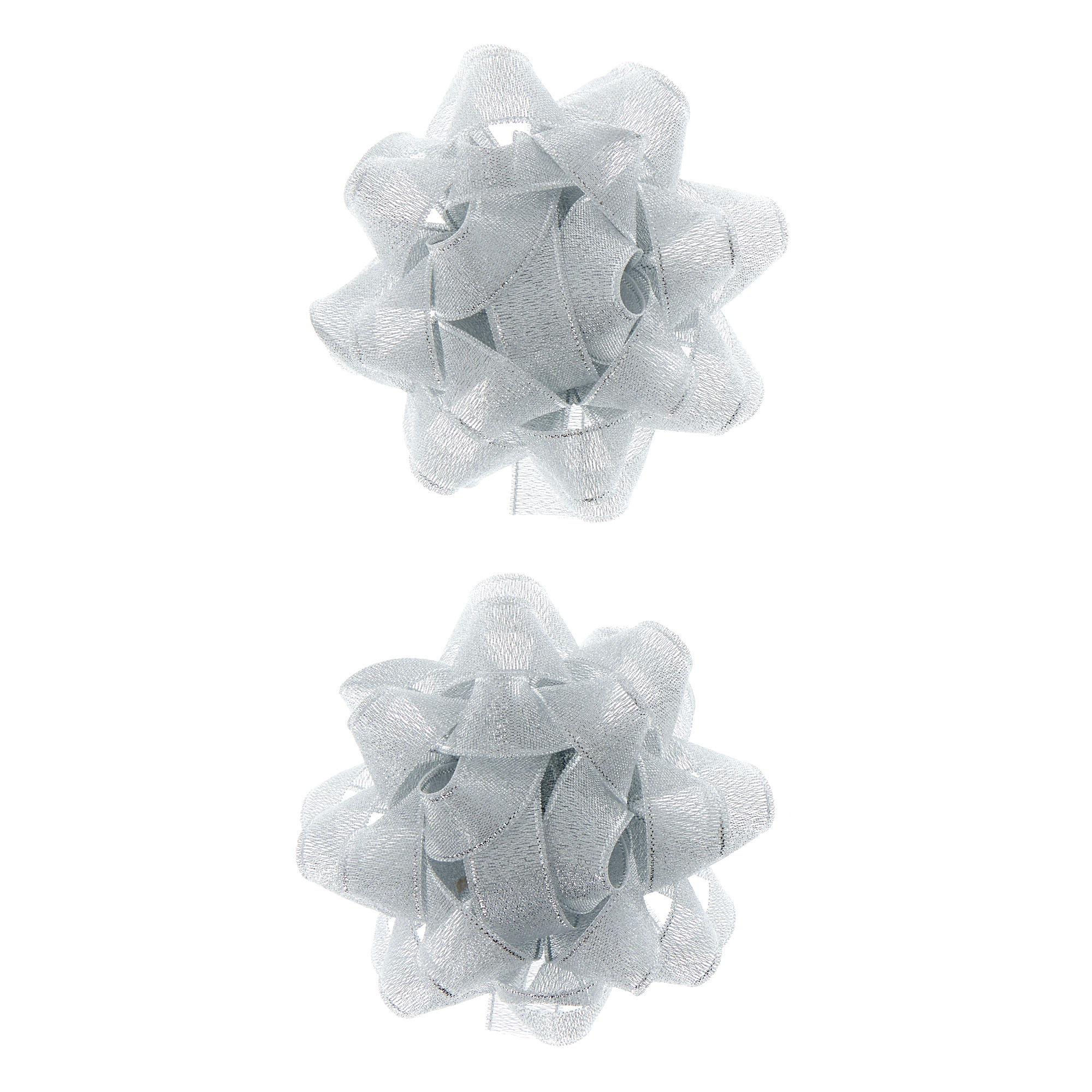 Luxury Silver Fabric Christmas Gift Bows - Pack of 2