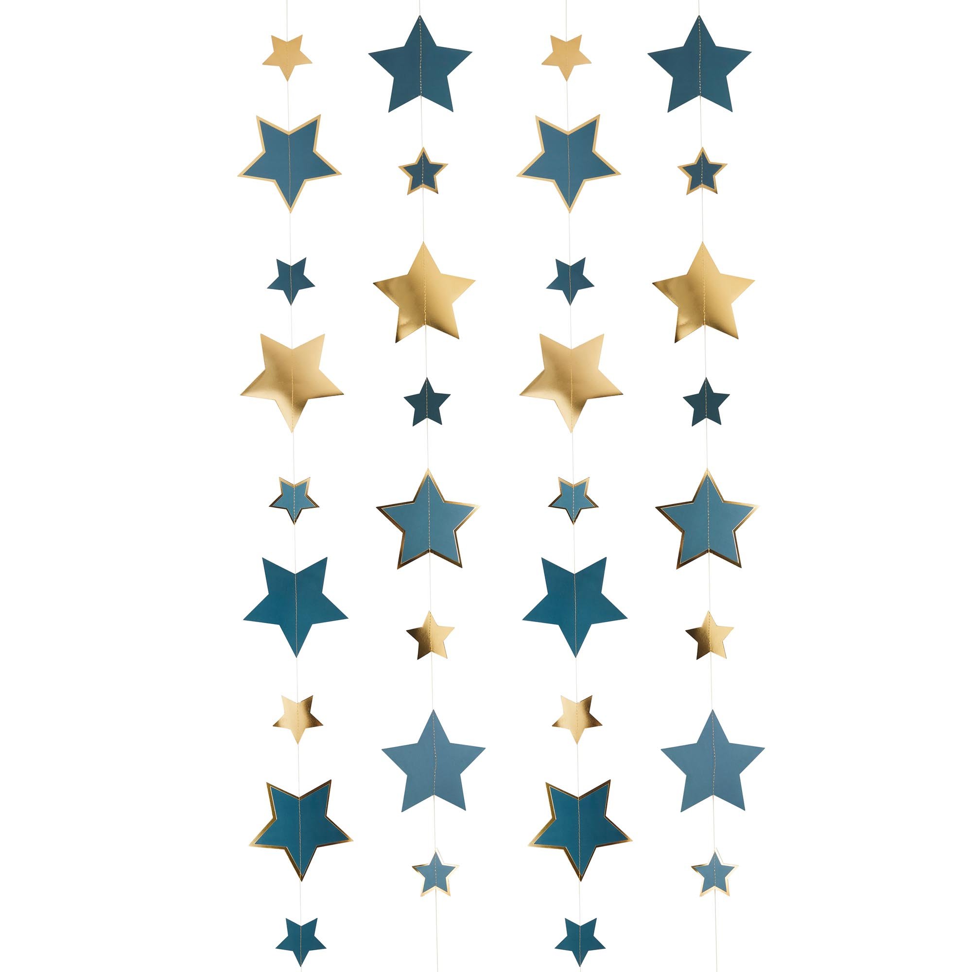 Gold & Teal Trailing Star Hanging Decorations 5m