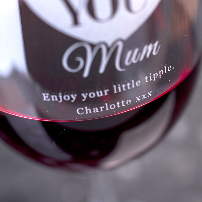 Personalised I Love You Mum Wine Glass