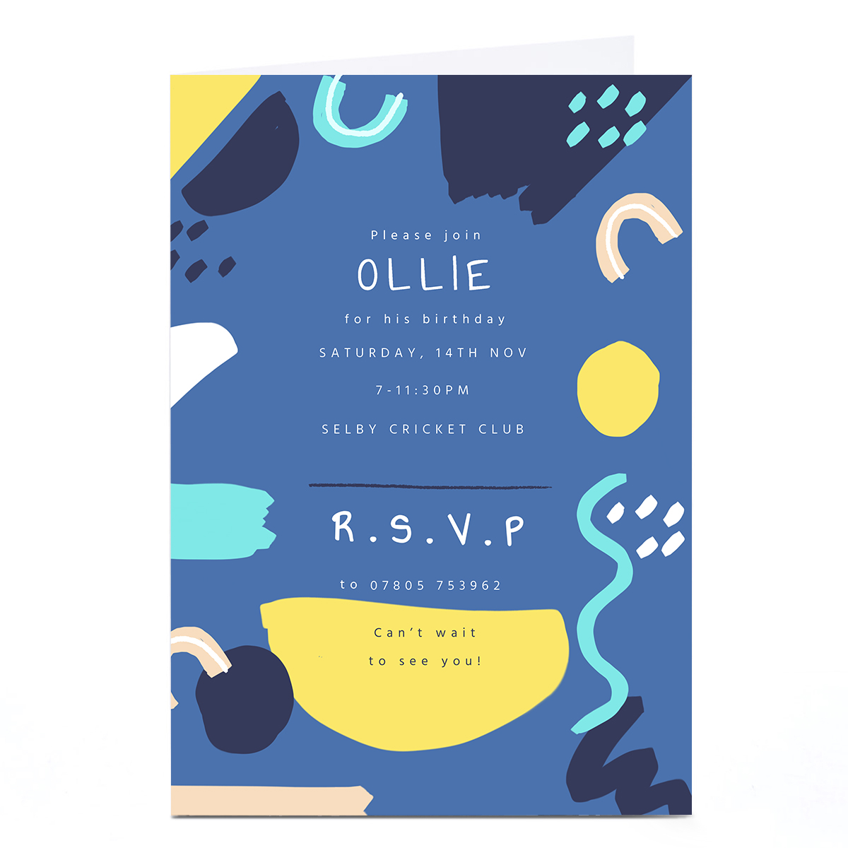Personalised Party Invitation - Blue R.S.V.P